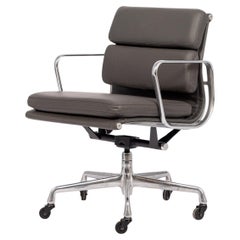 Mid Century Dark Gray Leather Office Chair by Eames for Herman Miller