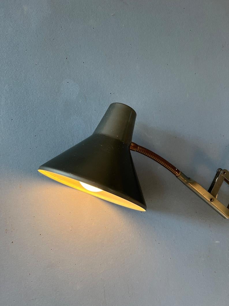 Mid Century Dark Gray Metal Scissor Extendable Wall Lamp, 1970s For Sale 1