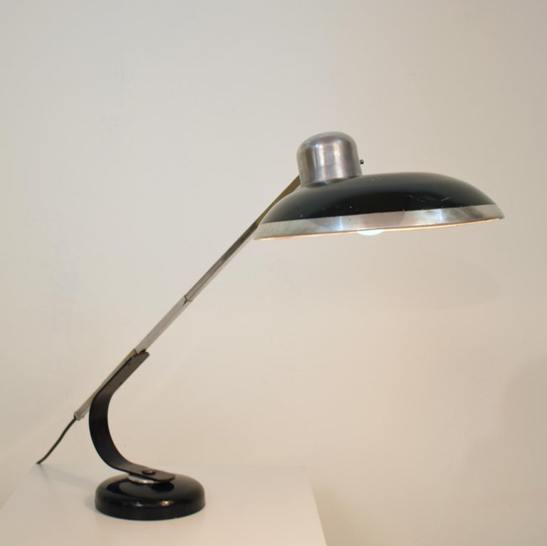 Midcentury Dark Green French Table Lamp, Old Table Lamp Possible Function