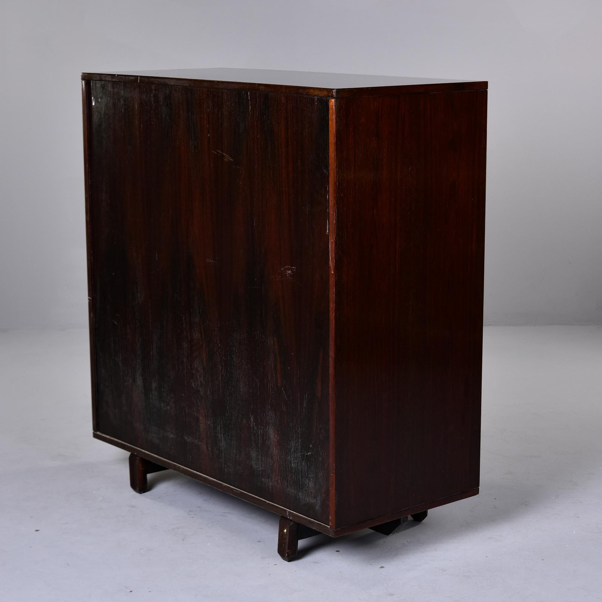 Brass Midcentury Dark Mahogany Desk/Liquor Cabinet For Sale