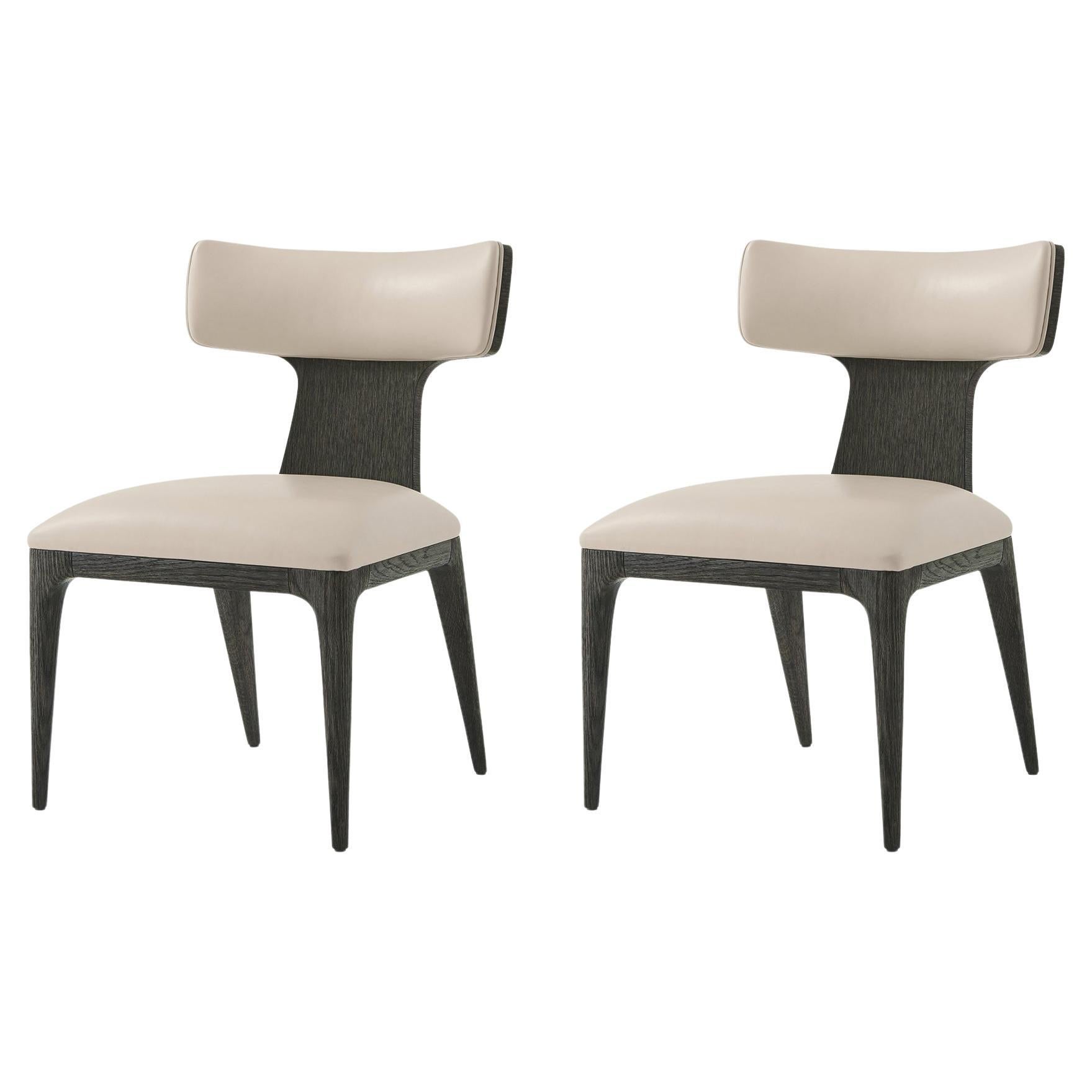 Mid Century Dark Oak Dining Chairs (Set of 2)
