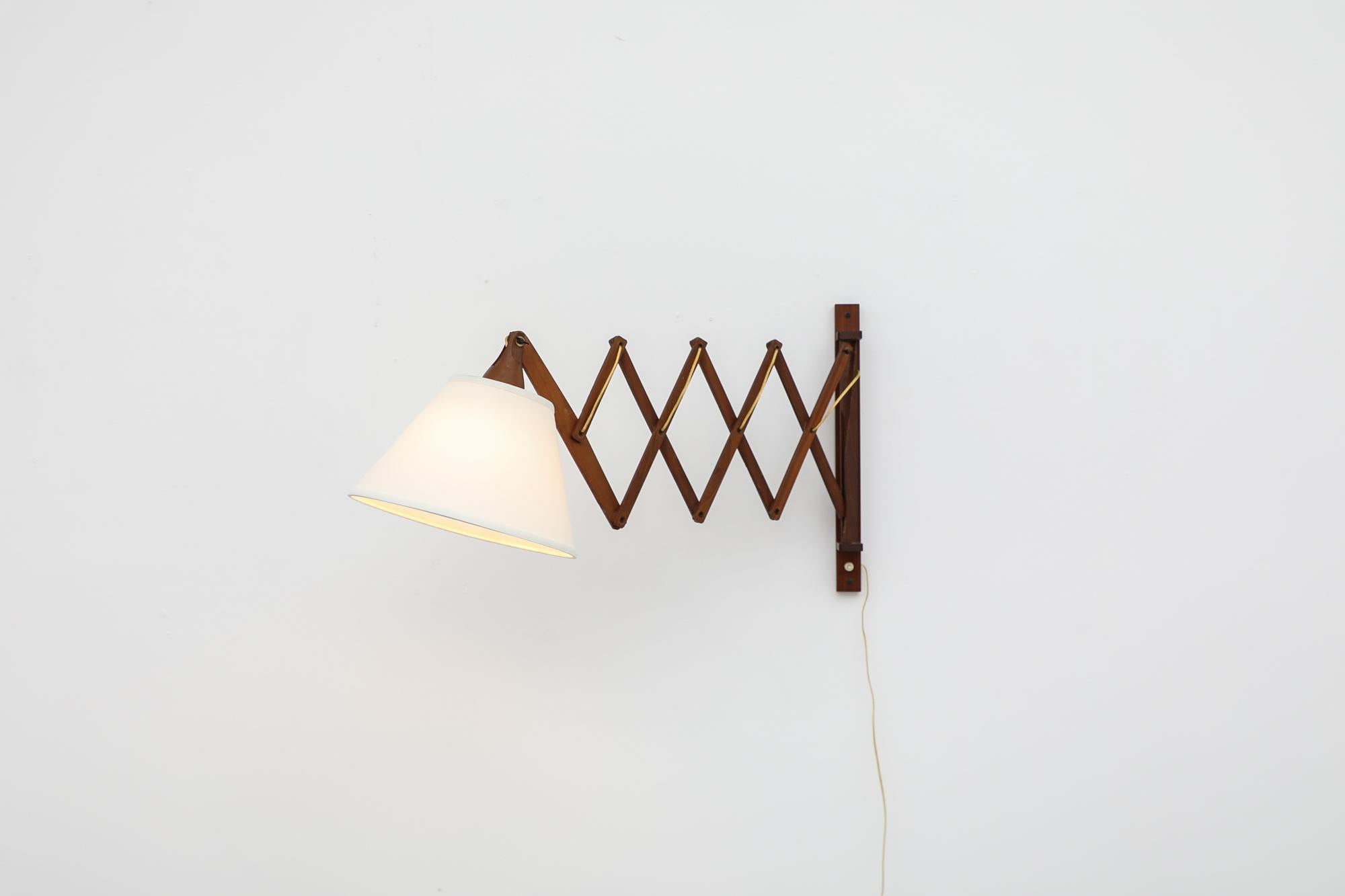 Mid-Century Dark Teak Accordion Wall Mount Lamp 1