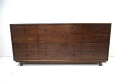 Mid Century Dark Walnut 9 Drawer Dresser by Ramseur