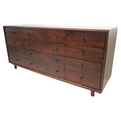Mid Century Dark Walnut 9 Drawer Dresser by Ramseur