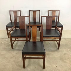 Mid-Century Dark Walnut Dining Chairs by Hibriten Manufacturing - Set of Six