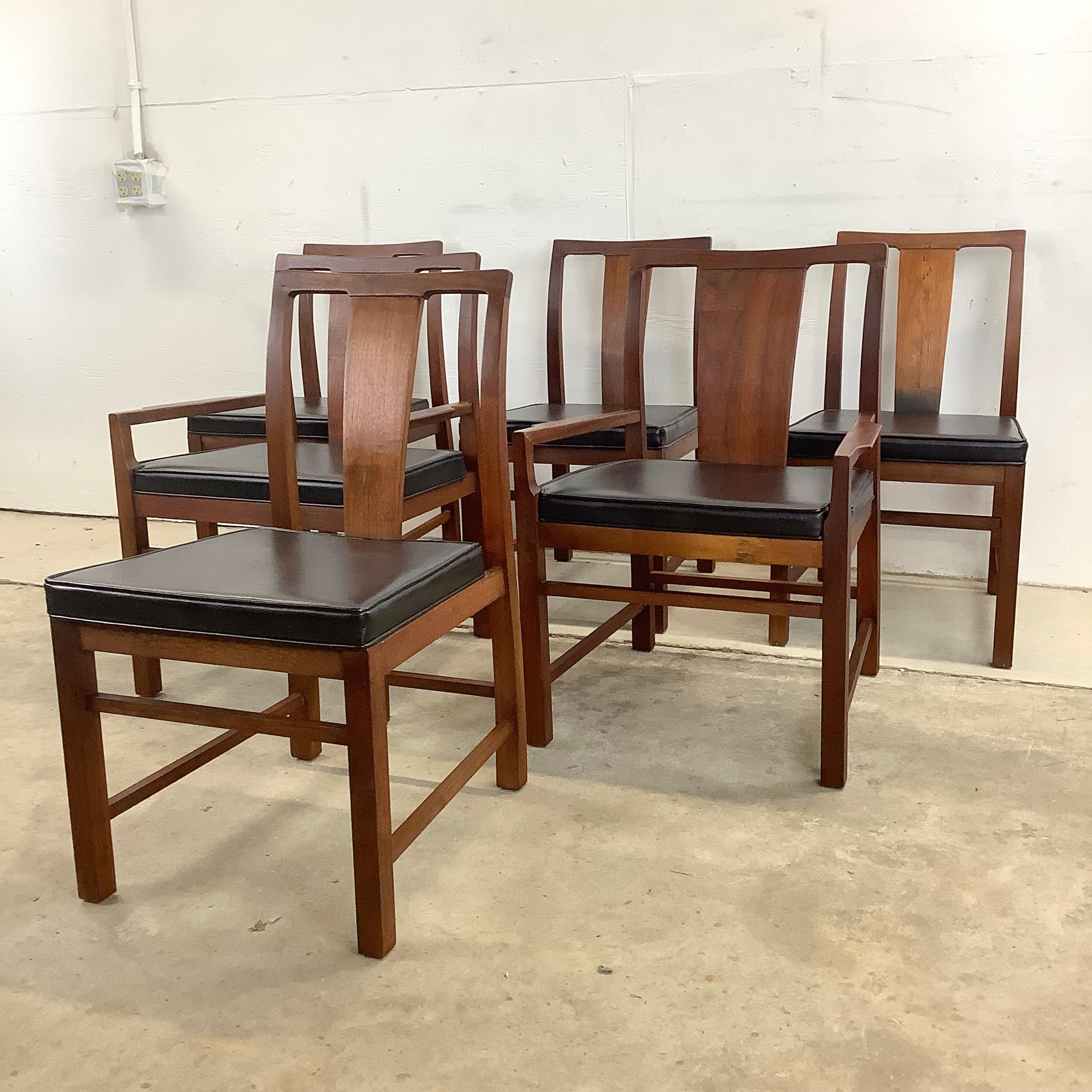 Mid-Century Modern Mid-Century Dark Walnut Dining Chairs by Hibriten Manufacturing - Set of Six