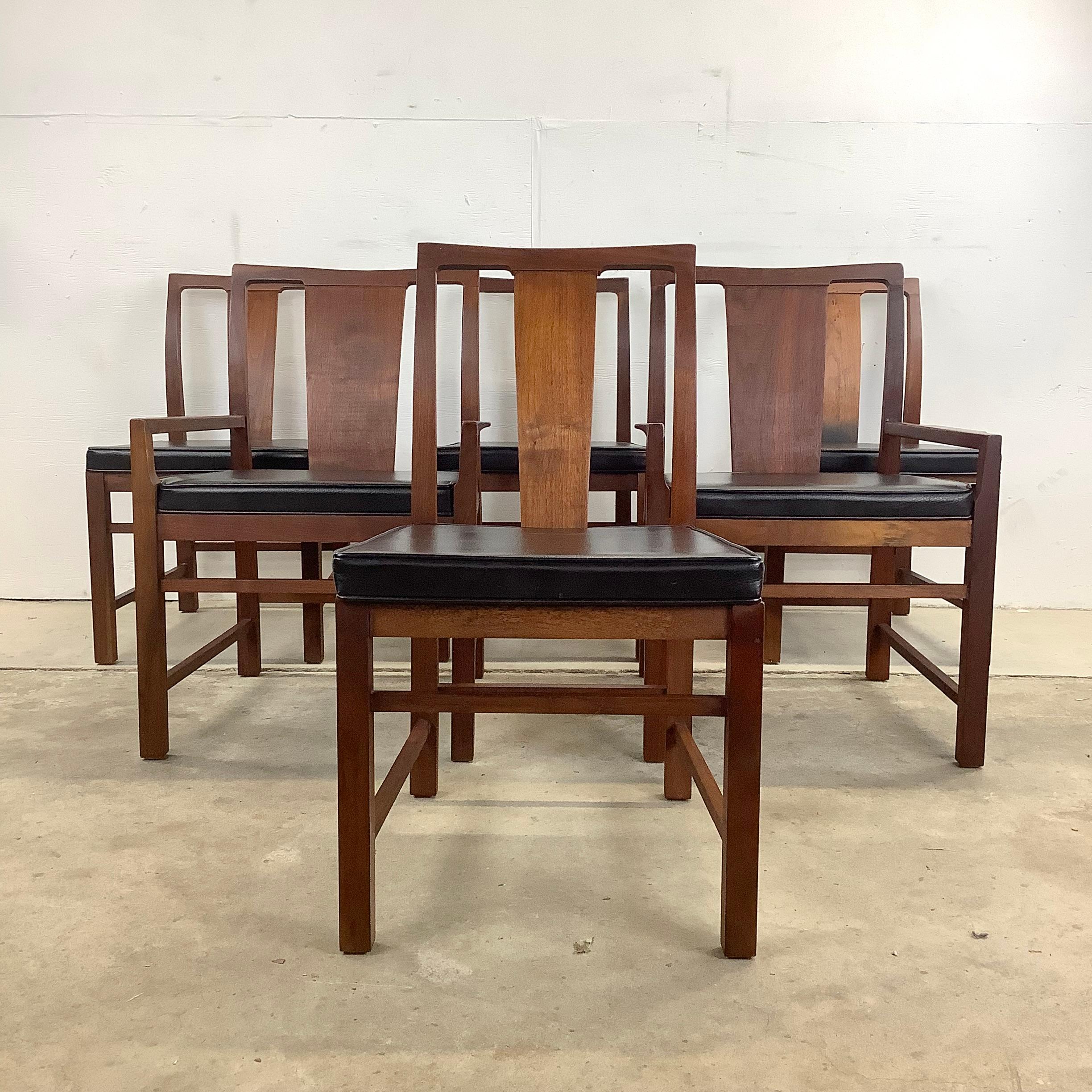 Veneer Mid-Century Dark Walnut Dining Chairs by Hibriten Manufacturing - Set of Six