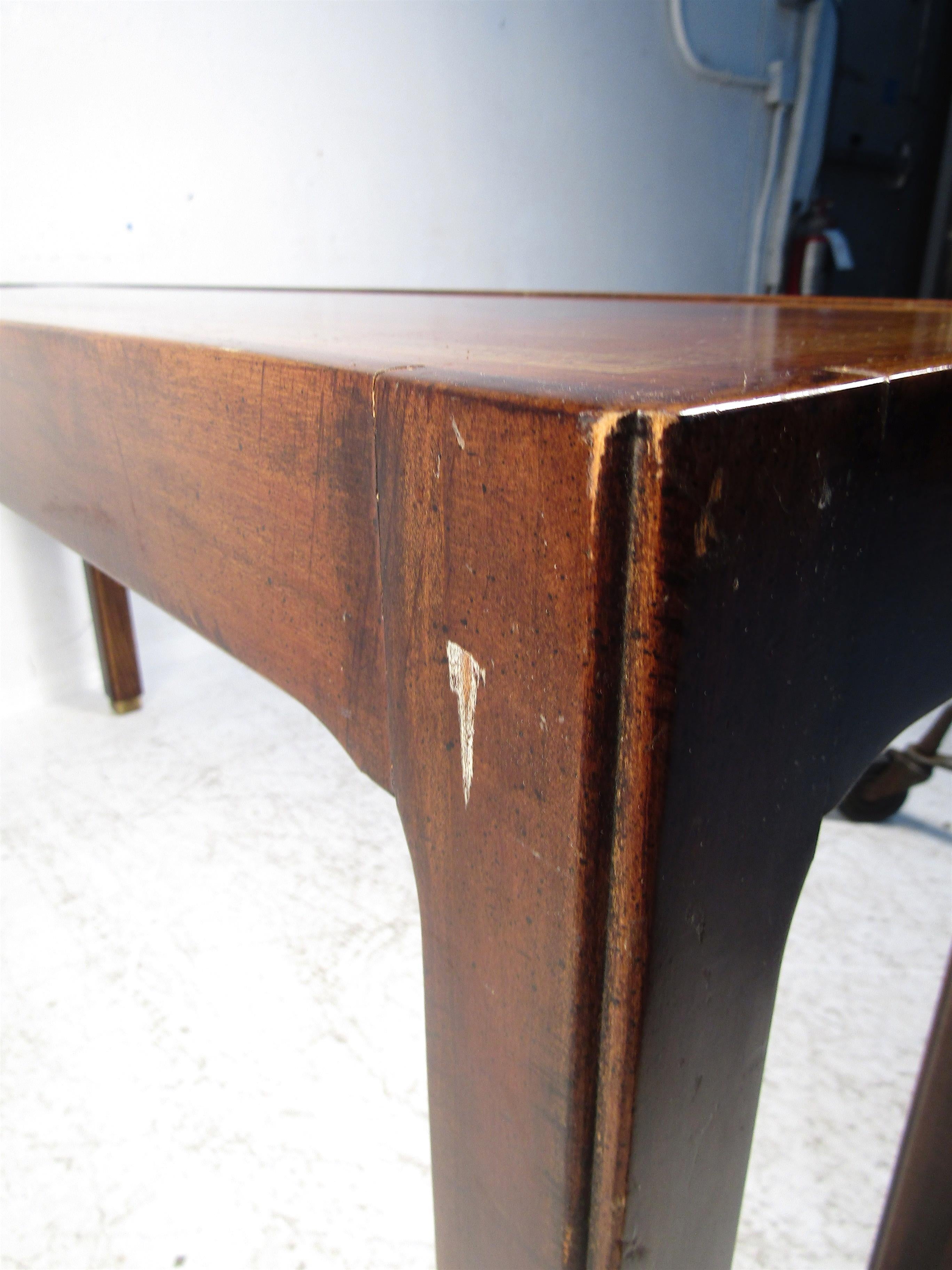 Midcentury Dark Wood Console Table 6