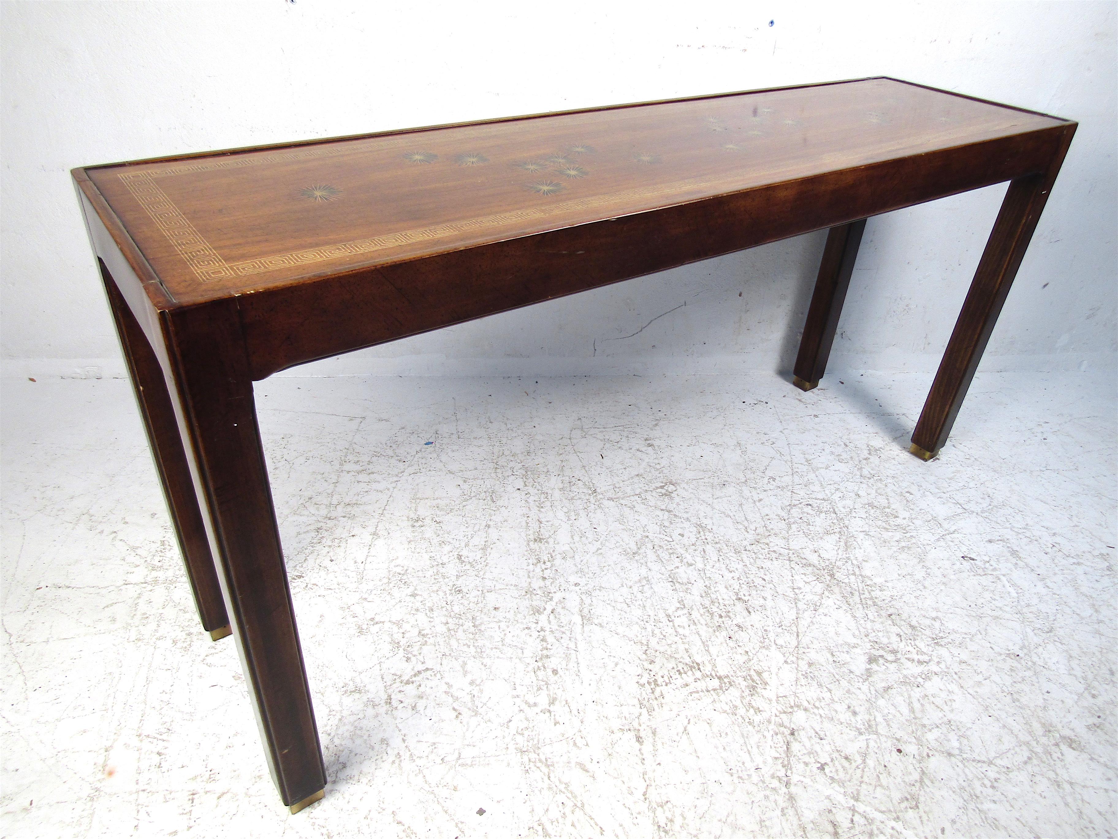 Midcentury Dark Wood Console Table In Good Condition In Brooklyn, NY