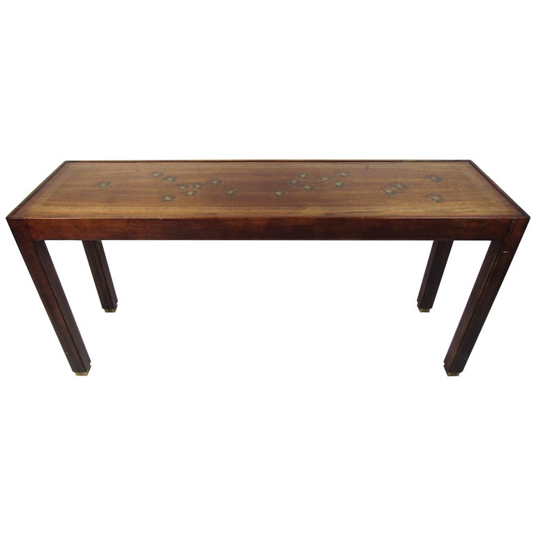 Midcentury Dark Wood Console Table For Sale at 1stDibs