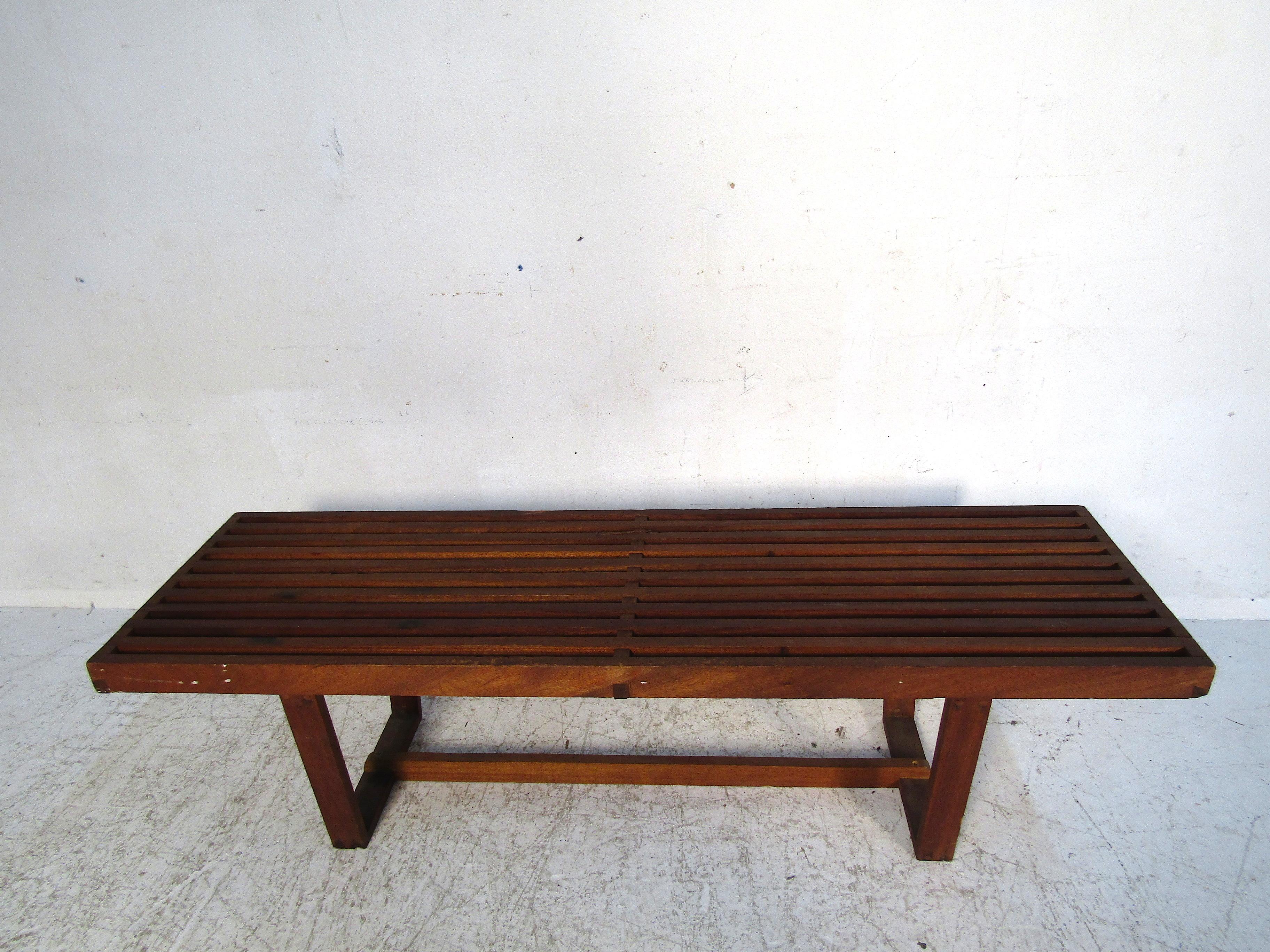 modern slat bench