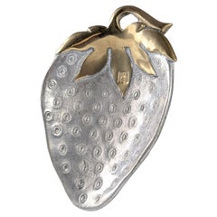 Mid-Century David Marshall Brass and Aluminum Strawberry Tray, Spain 1970s