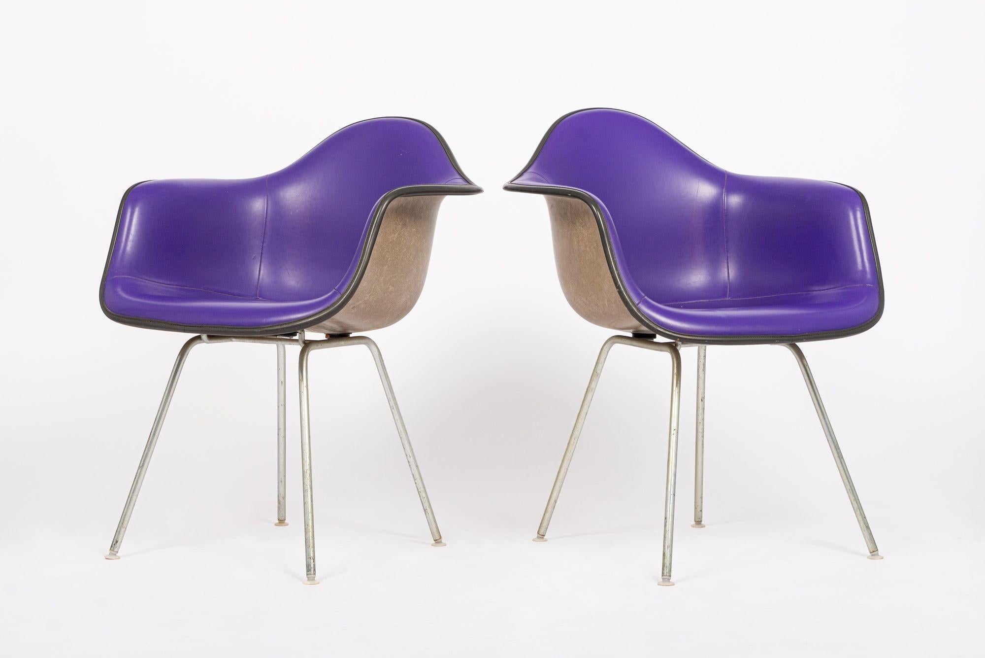 Mid-Century Modern Mid Century DAX Purple Bucket Lounge Chairs by Eames for Herman Miller For Sale