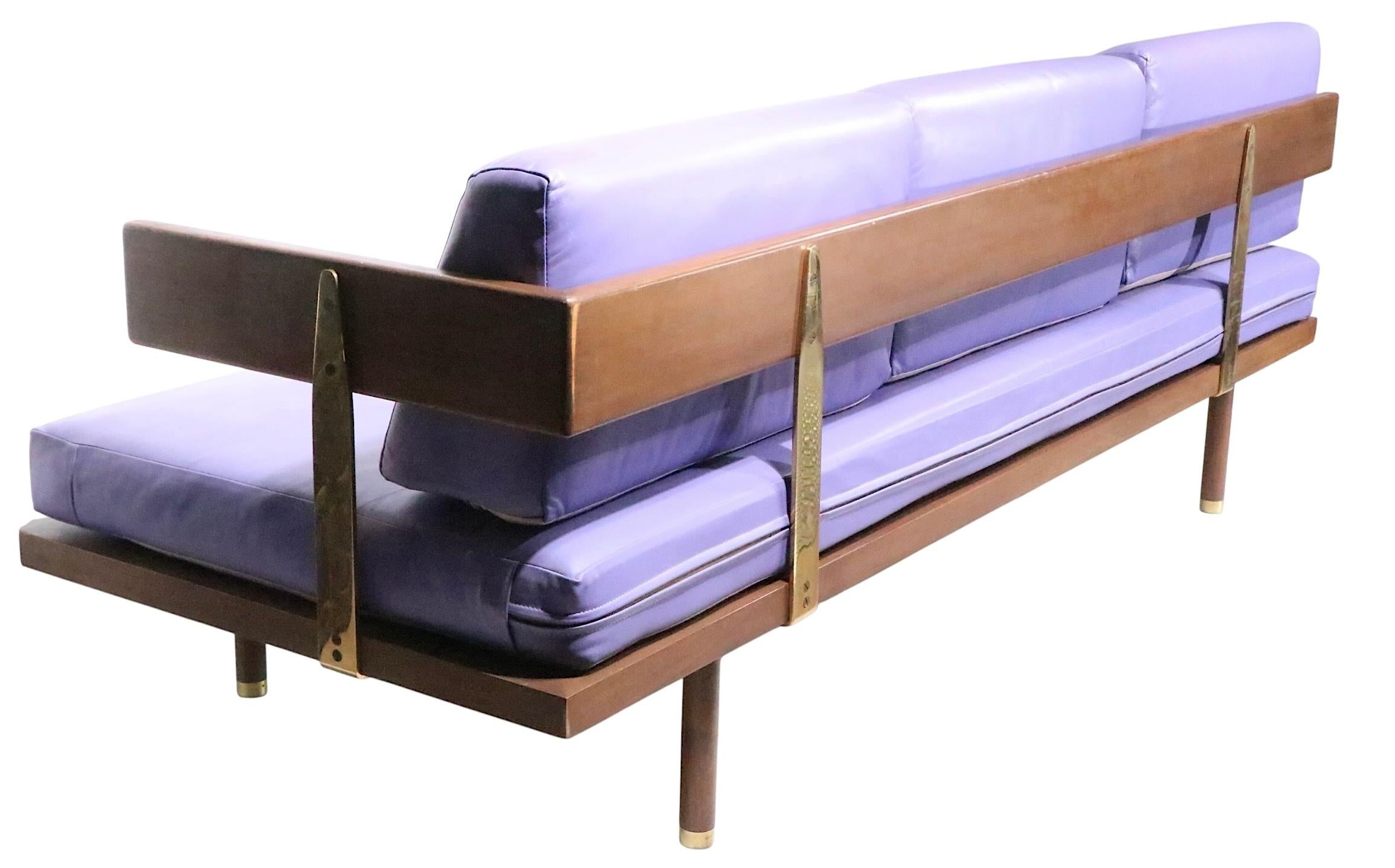 20th Century Mid Century  Daybed Sofa by Harvey Probber  with Lavender Leather Cushions For Sale