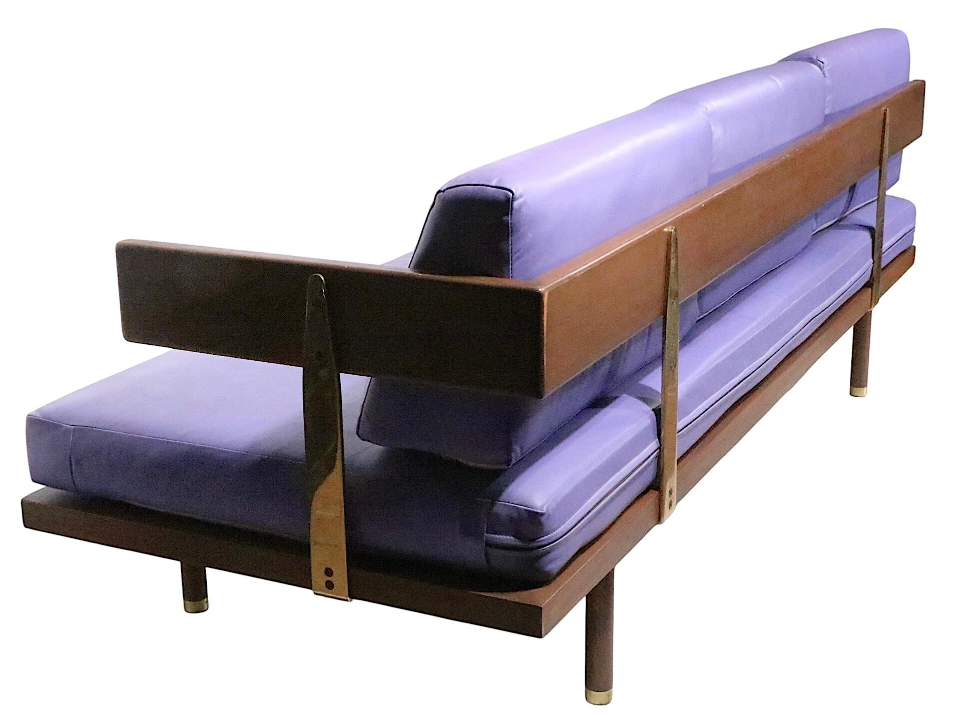 Mid Century  Daybed Sofa by Harvey Probber  with Lavender Leather Cushions For Sale 1
