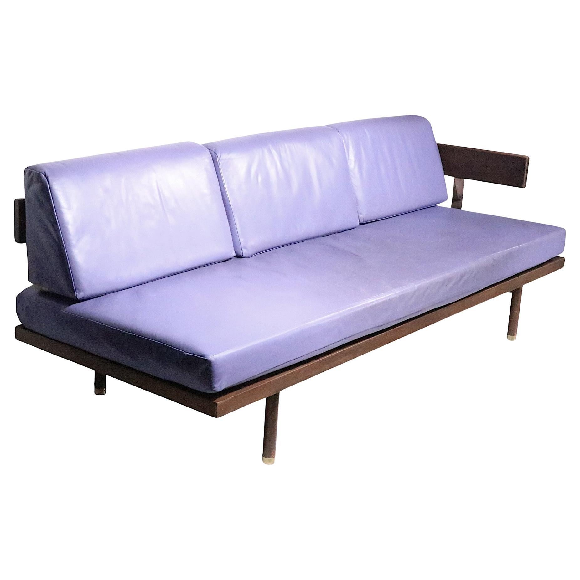 Mid Century  Daybed Sofa by Harvey Probber  with Lavender Leather Cushions For Sale