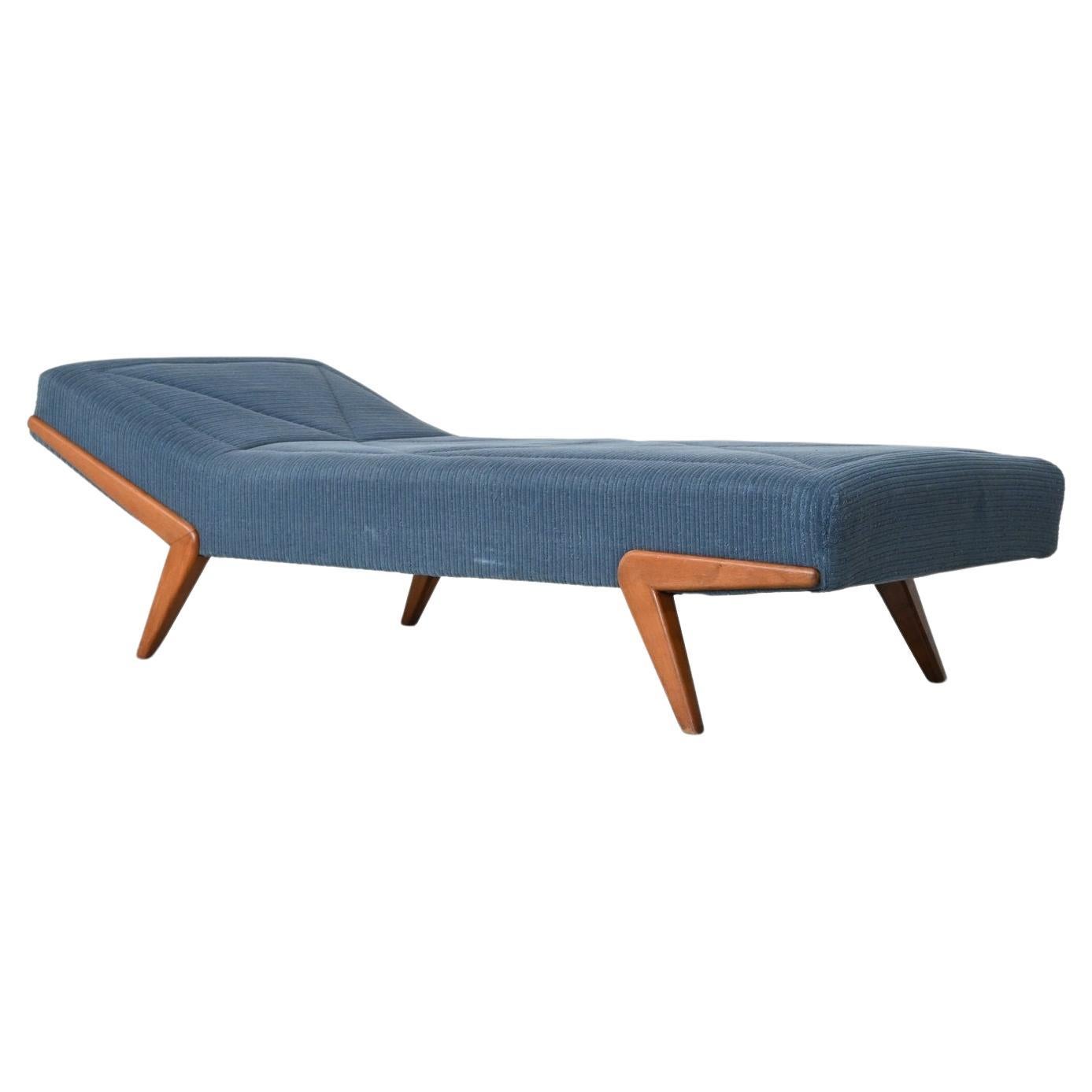 Mid Century daybed sofa in teak and fabric Germany 1960