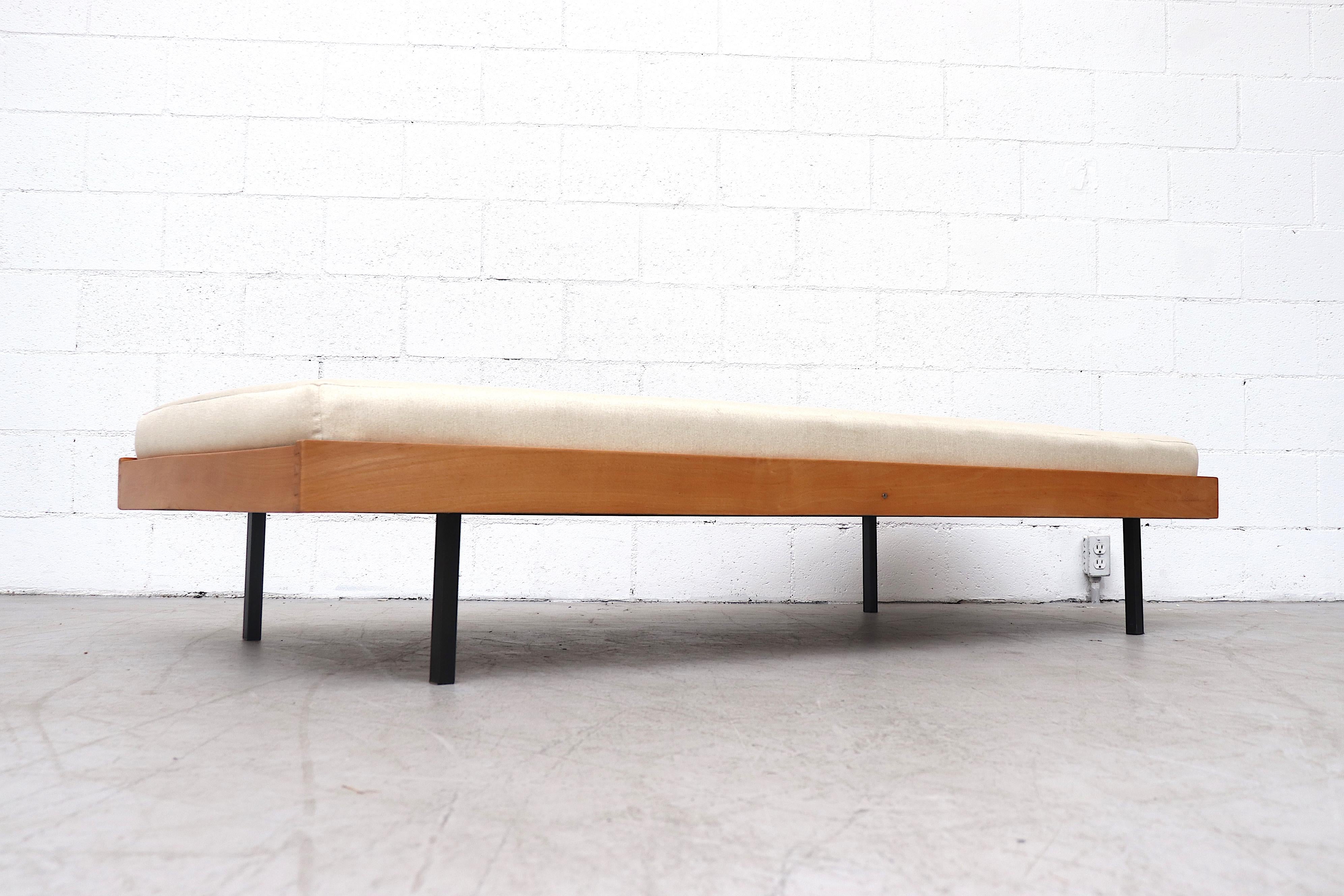 Mid-Century Modern Midcentury Daybed with Bone Upholstered Mattress