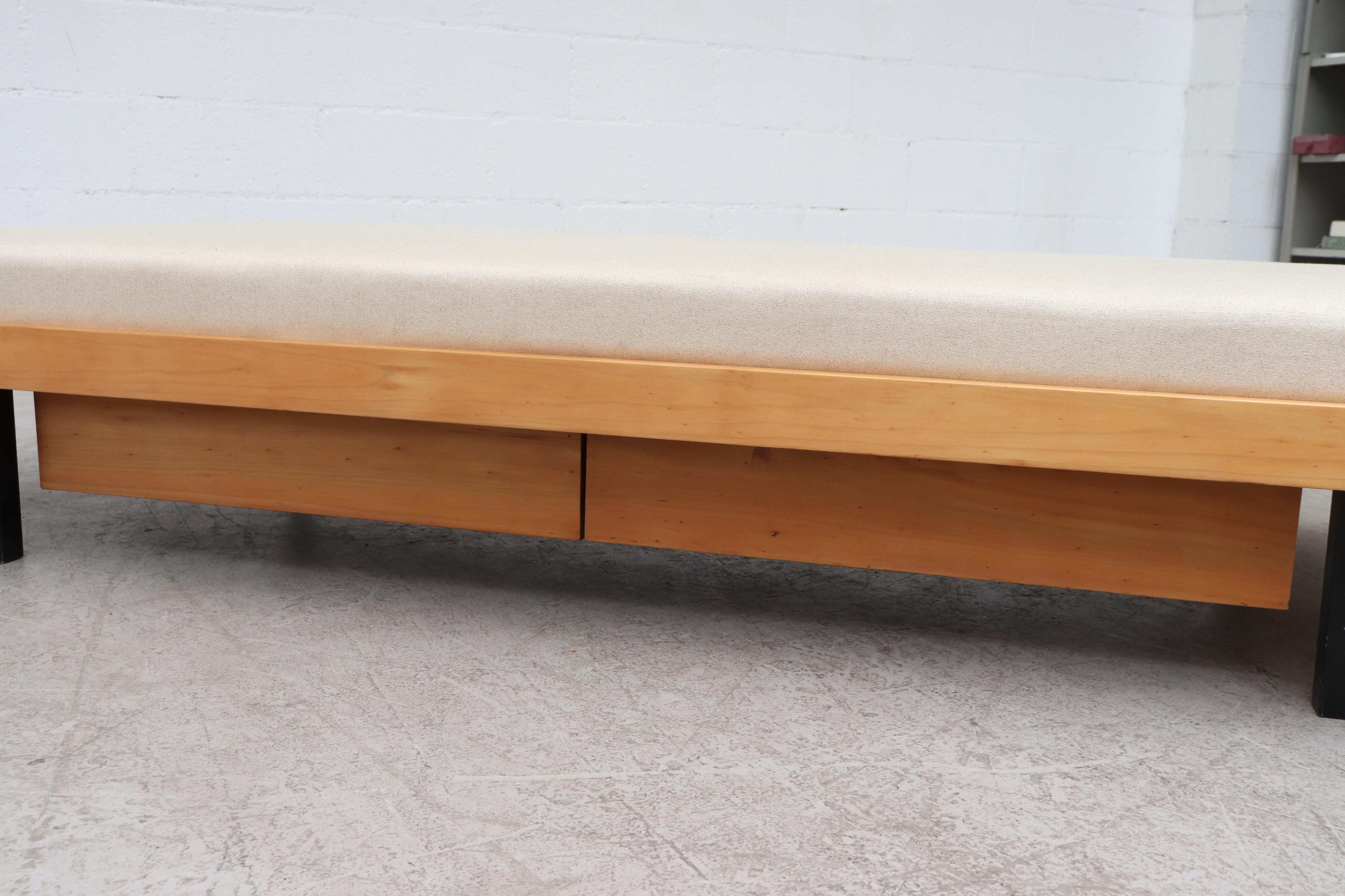 Wood Mid-century Daybed with Bone Upholstered Mattress