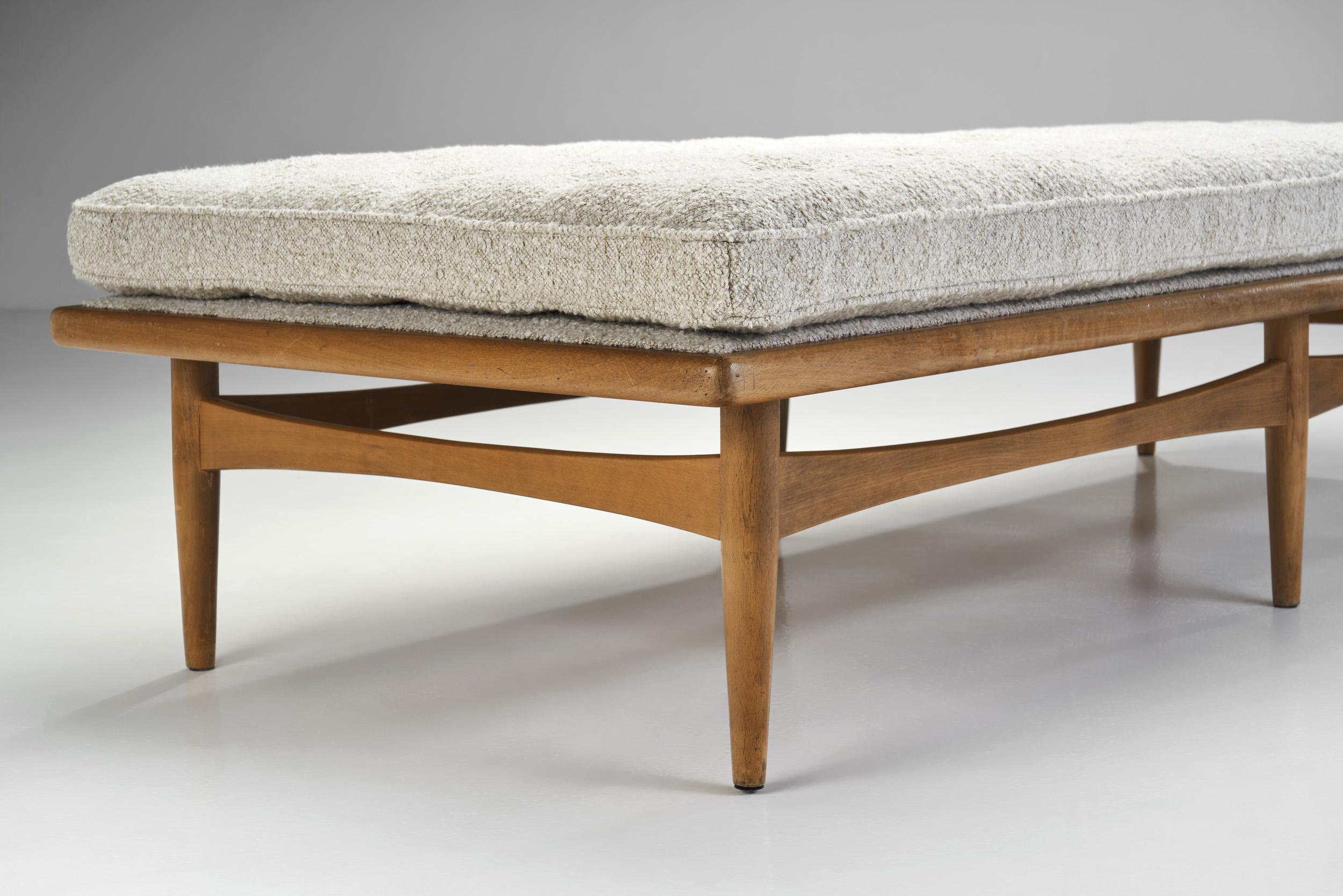 Bouclé Mid-Century Daybed with Mattress by Möbelproduktion AB, Sweden, ca 1950s