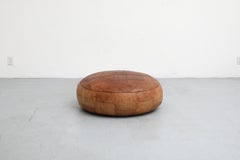 Mid-Century De Sede Attributed Large Natural Leather Patchwork Pouf