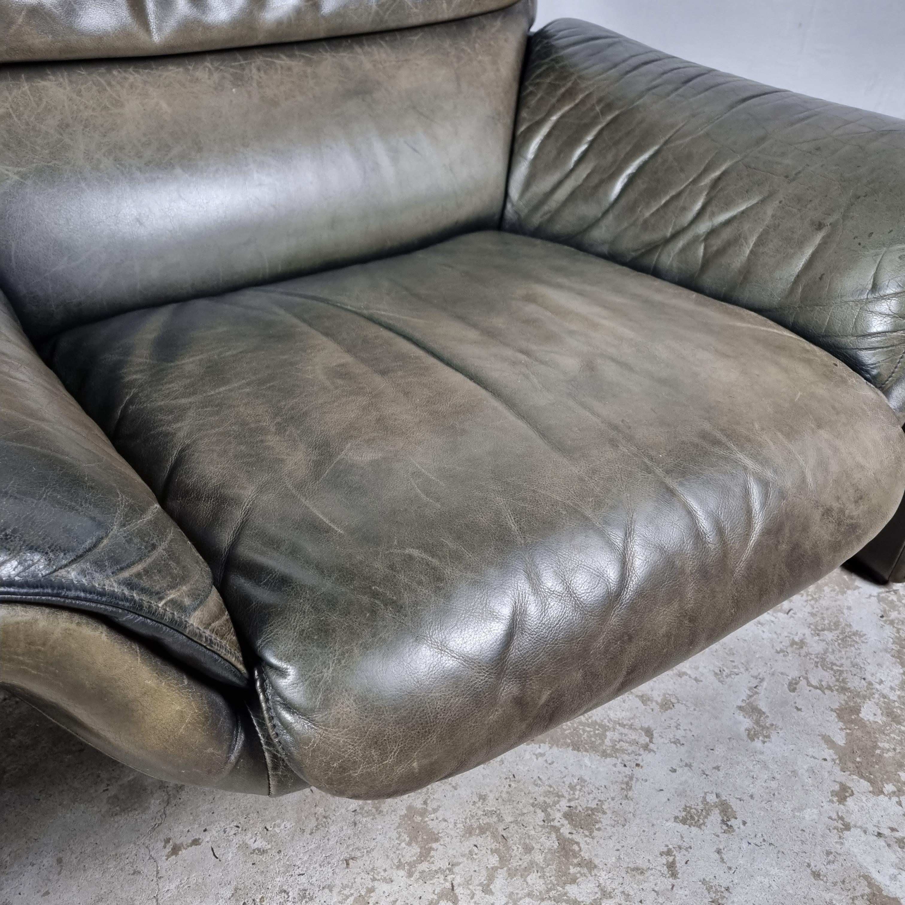 Mid-Century De Sede DS-2011/01 Buffalo Leather Lounge Chair 1970s Armchair 3