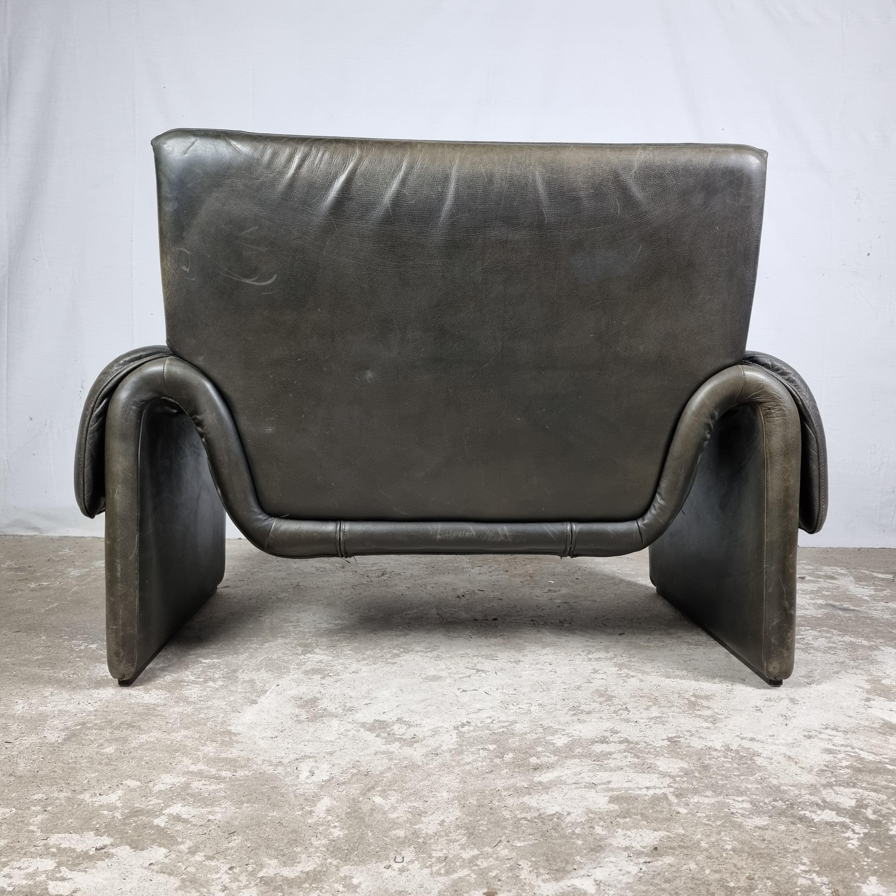 Mid-Century De Sede DS-2011/01 Buffalo Leather Lounge Chair 1970s Armchair 5