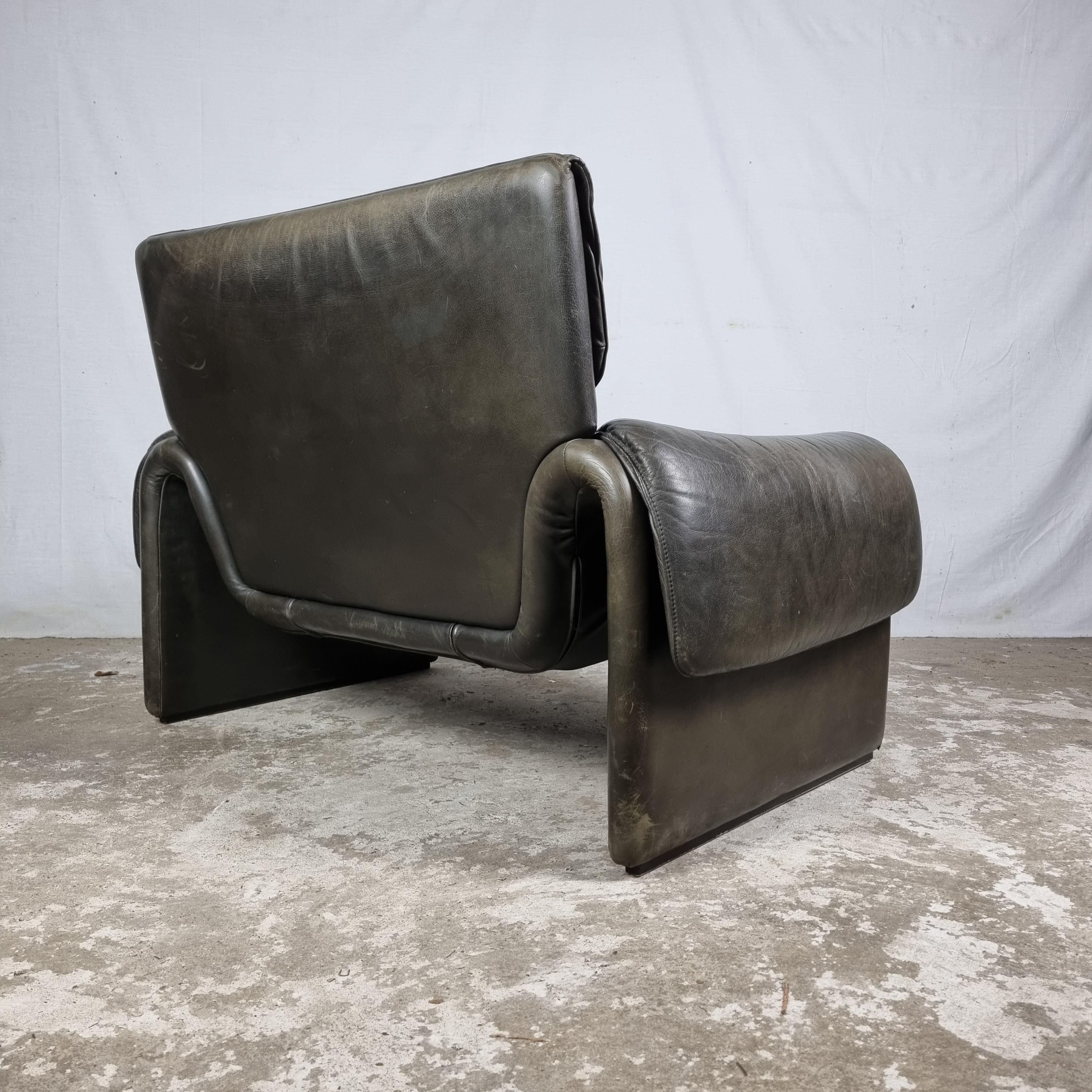 Mid-Century De Sede DS-2011/01 Buffalo Leather Lounge Chair 1970s Armchair 5