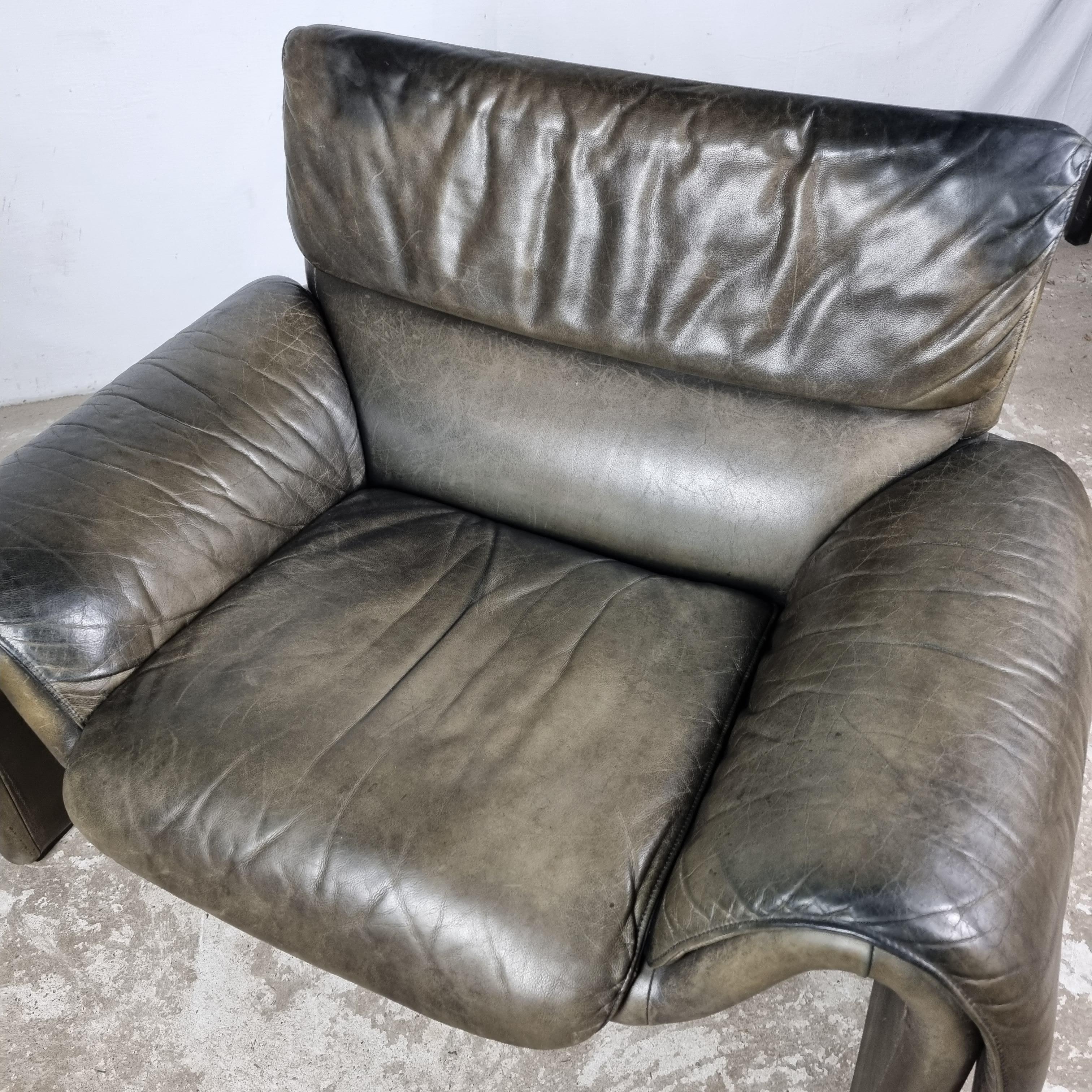 Mid-Century De Sede DS-2011/01 Buffalo Leather Lounge Chair 1970s Armchair 10