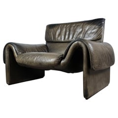 Mid-Century De Sede DS-2011/01 Buffalo Leather Lounge Chair 1970s Armchair