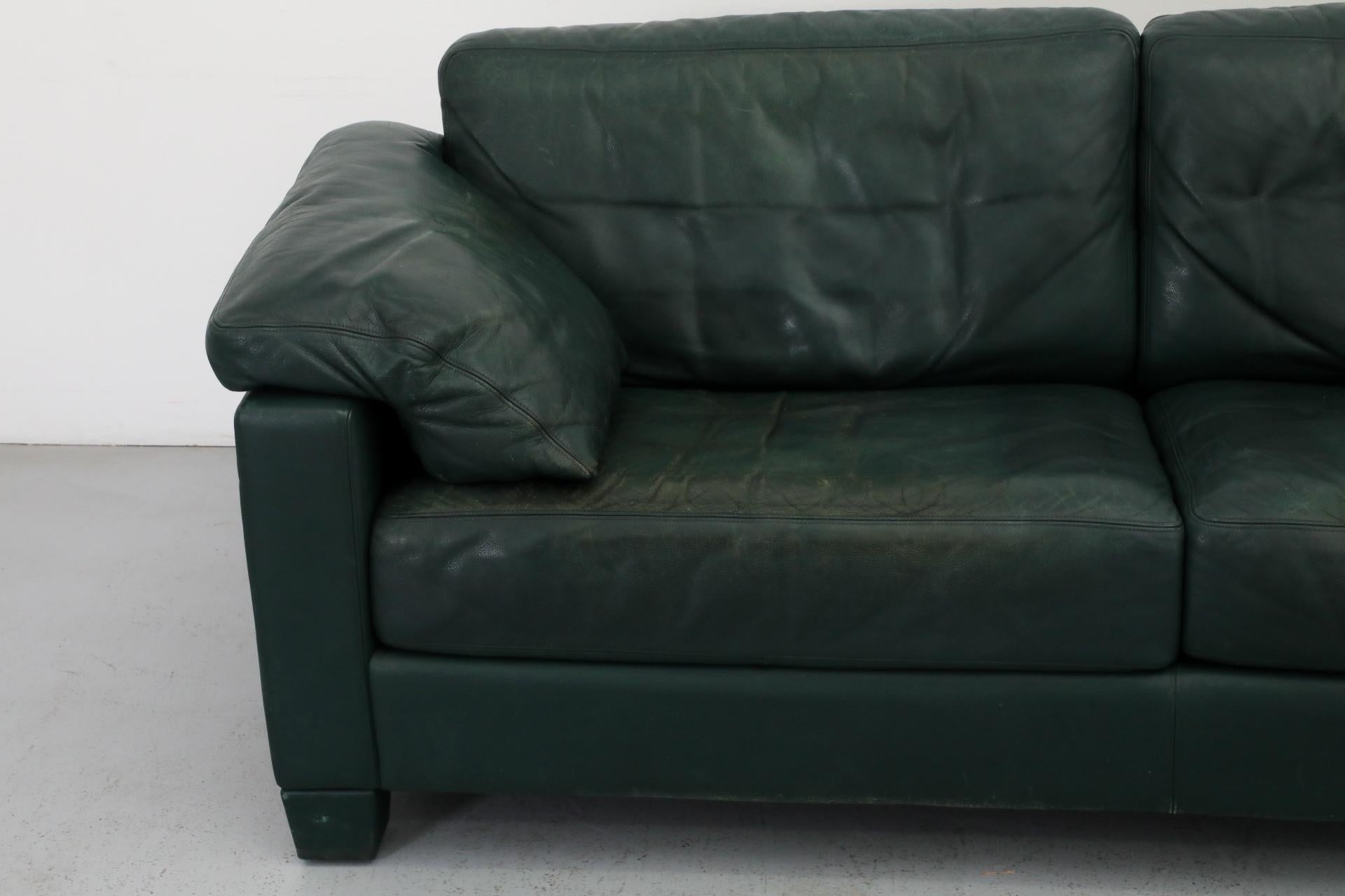 Mid-Century De Sede DS17 Green Leather Loveseat, Switzerland 4
