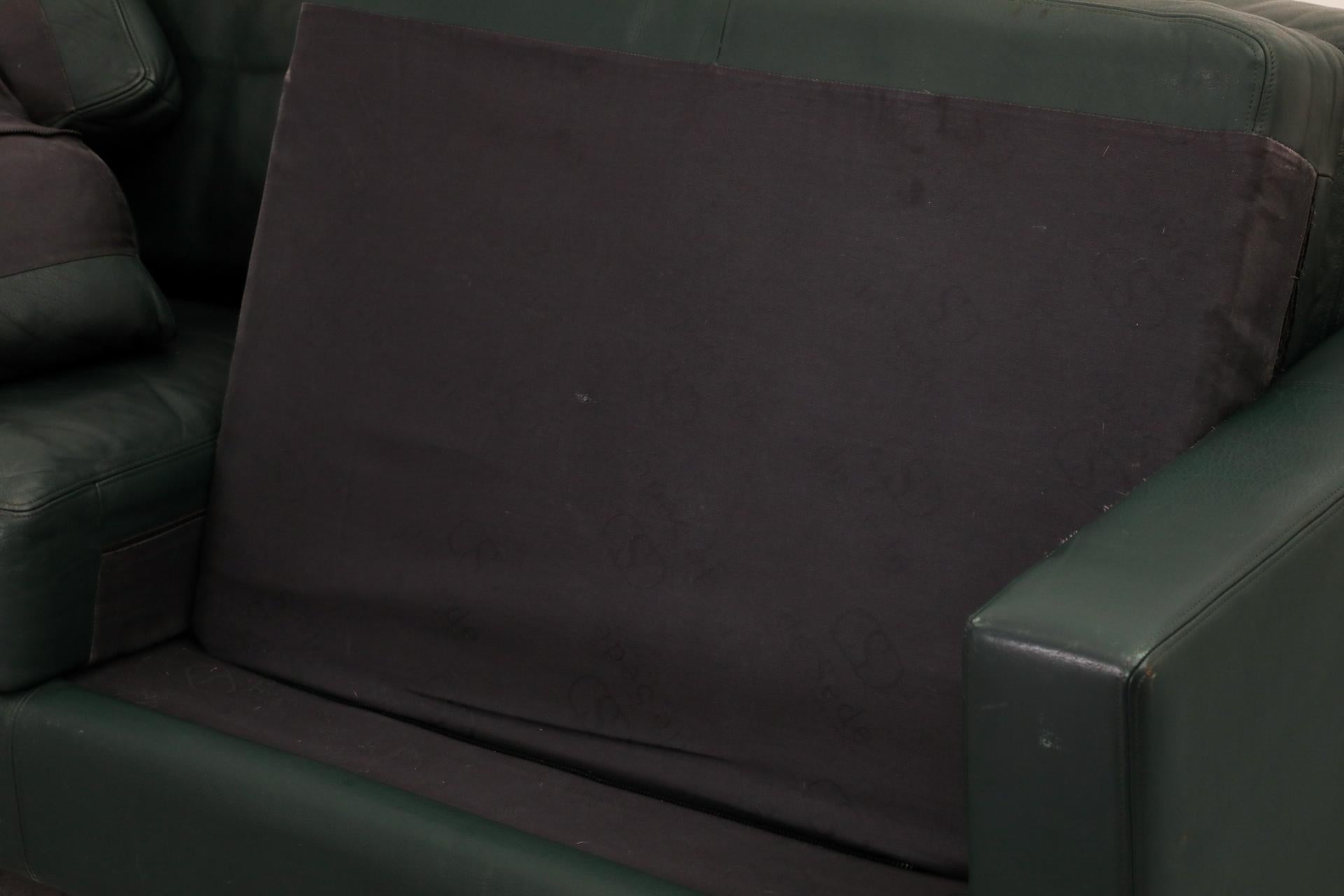 Mid-Century De Sede DS17 Green Leather Loveseat, Switzerland 14