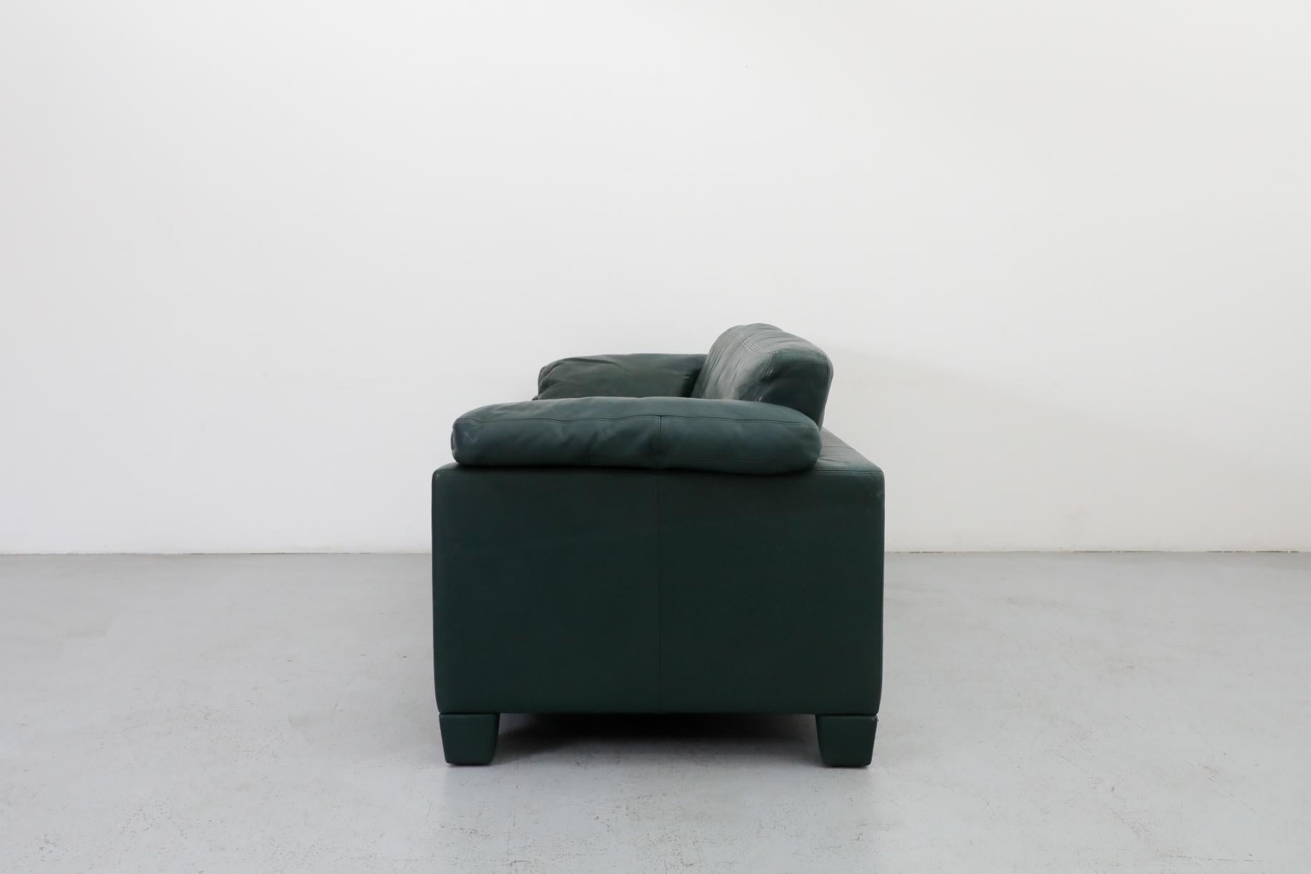Swiss Mid-Century De Sede DS17 Green Leather Loveseat, Switzerland