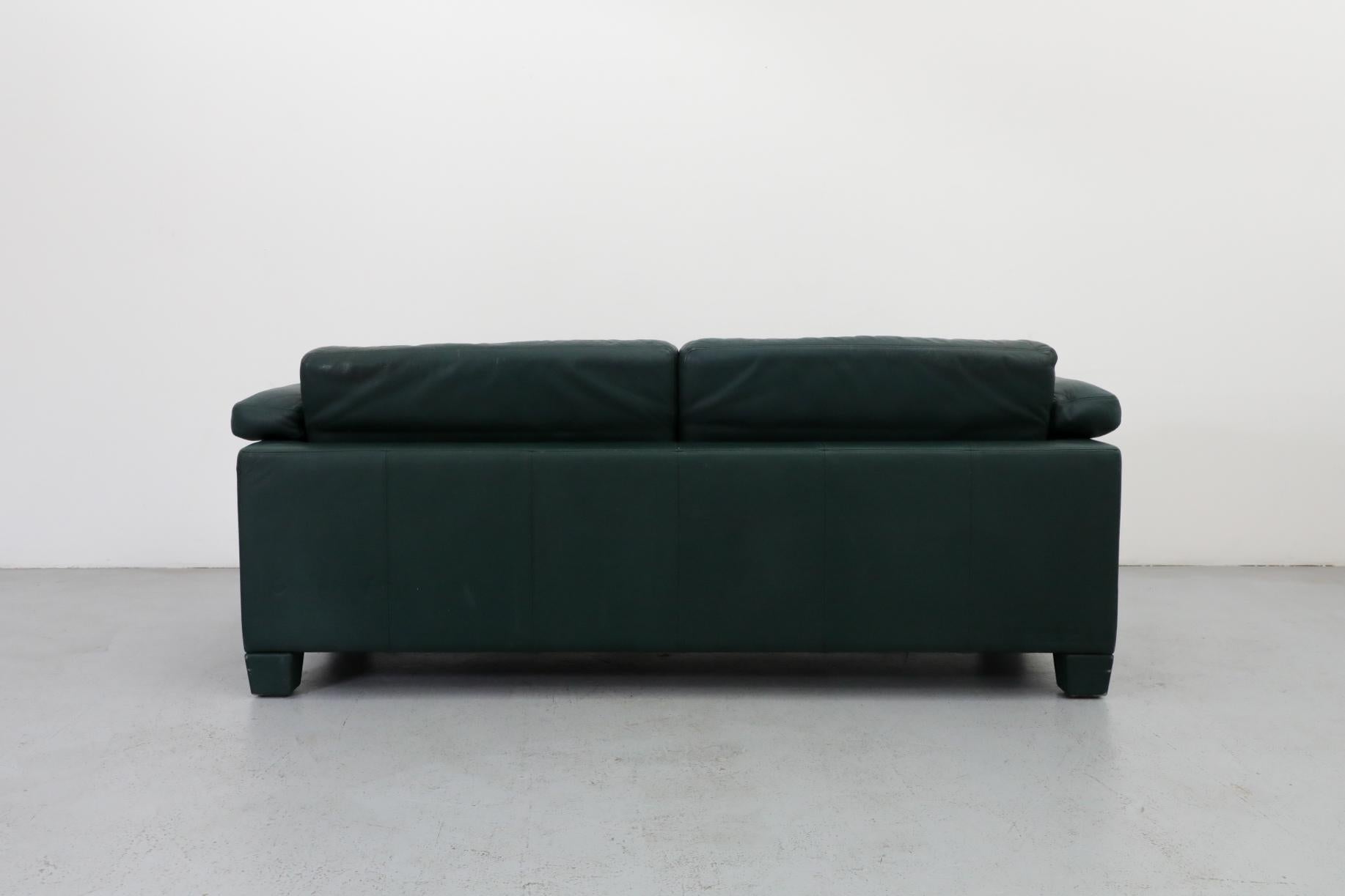 20th Century Mid-Century De Sede DS17 Green Leather Loveseat, Switzerland