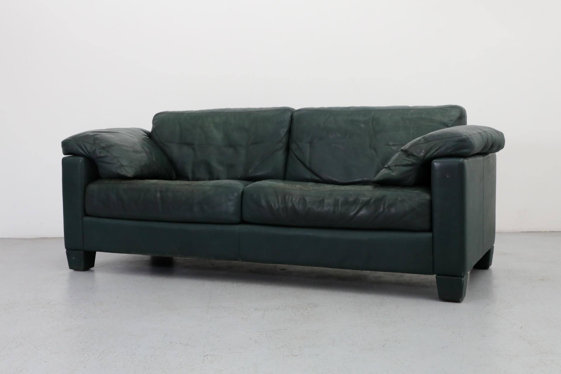 Mid-Century De Sede DS17 Green Leather Loveseat, Switzerland 3