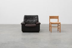 Sillón relax De Sede DS-66 de cuero marrón de mediados de siglo, Suiza Años 60