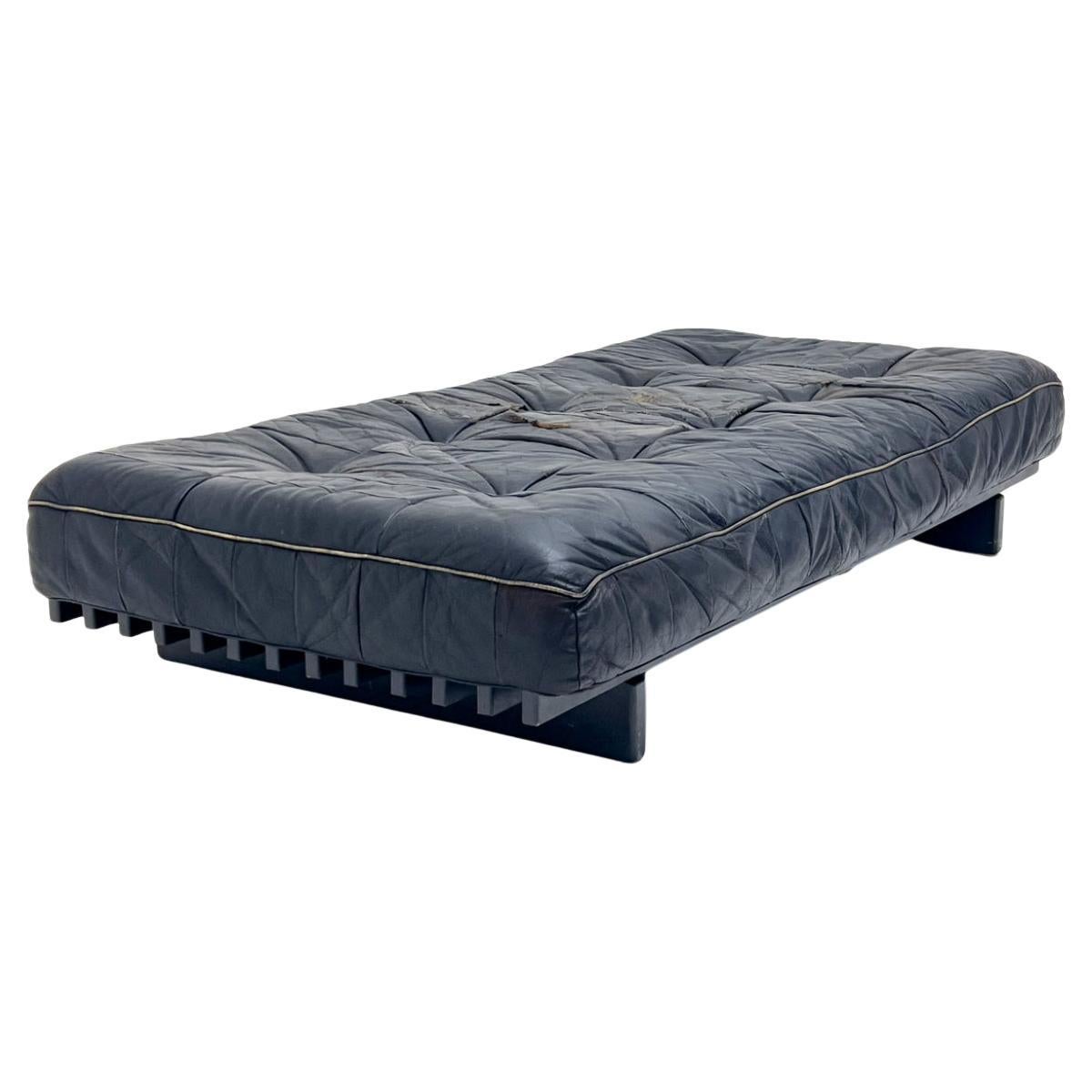 Woodwork Mid century De Sede Ds80 black patchwork Leather daybed Switzerland 1970s