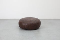 Mid-Century De Sede Inspired Large Brown Leather Patchwork Ottoman