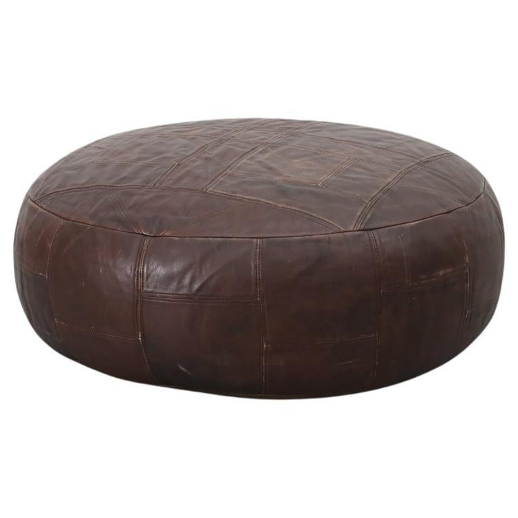 Ottomana grande in pelle marrone patchwork ispirata alla metà del secolo de Sede