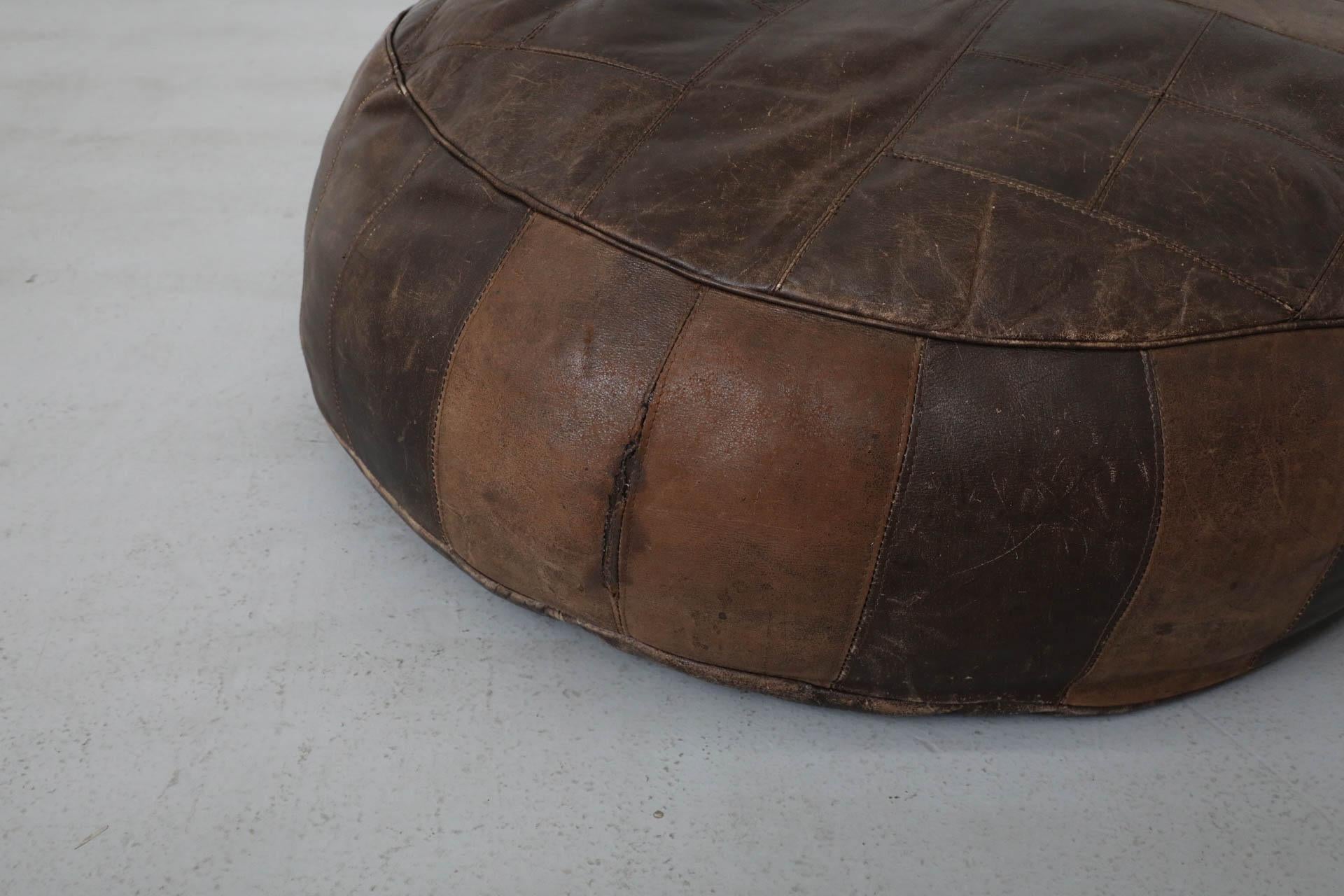 Pouf Patchwork in pelle naturale di ispirazione de Sede di metà secolo 3