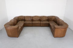 Mid-Century De Sede Style 9 Piece Leather Sectional by Laauser