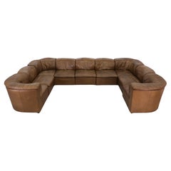 9teiliges Ledersofa im De Sede-Stil aus der Mitte des Jahrhunderts von Laauser