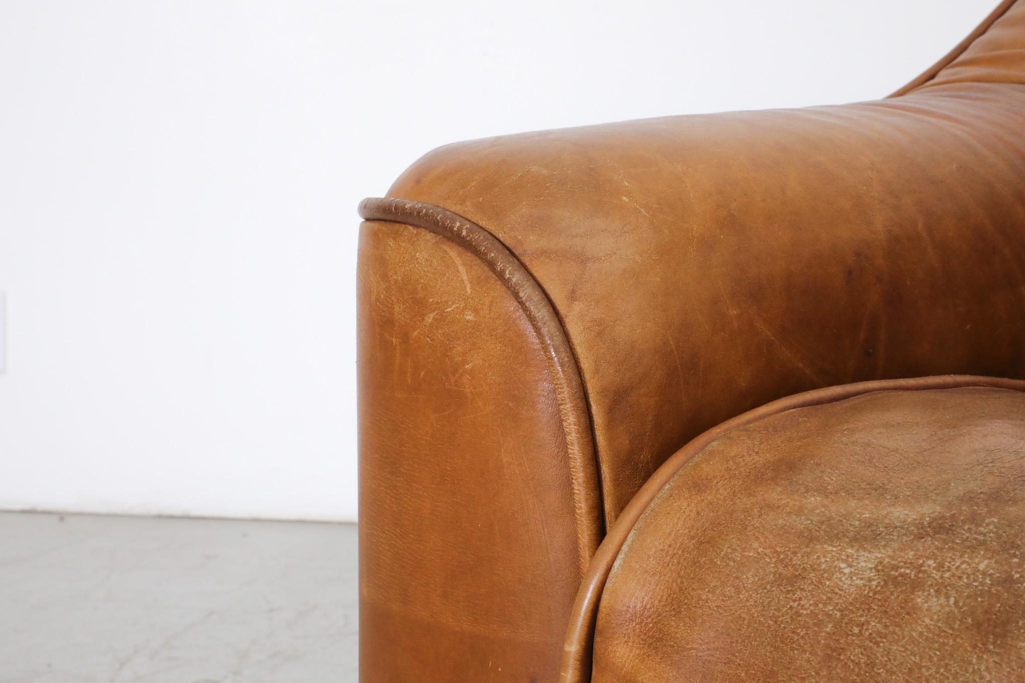 Mid-Century De Sede Style Leather Lounge Chair 8