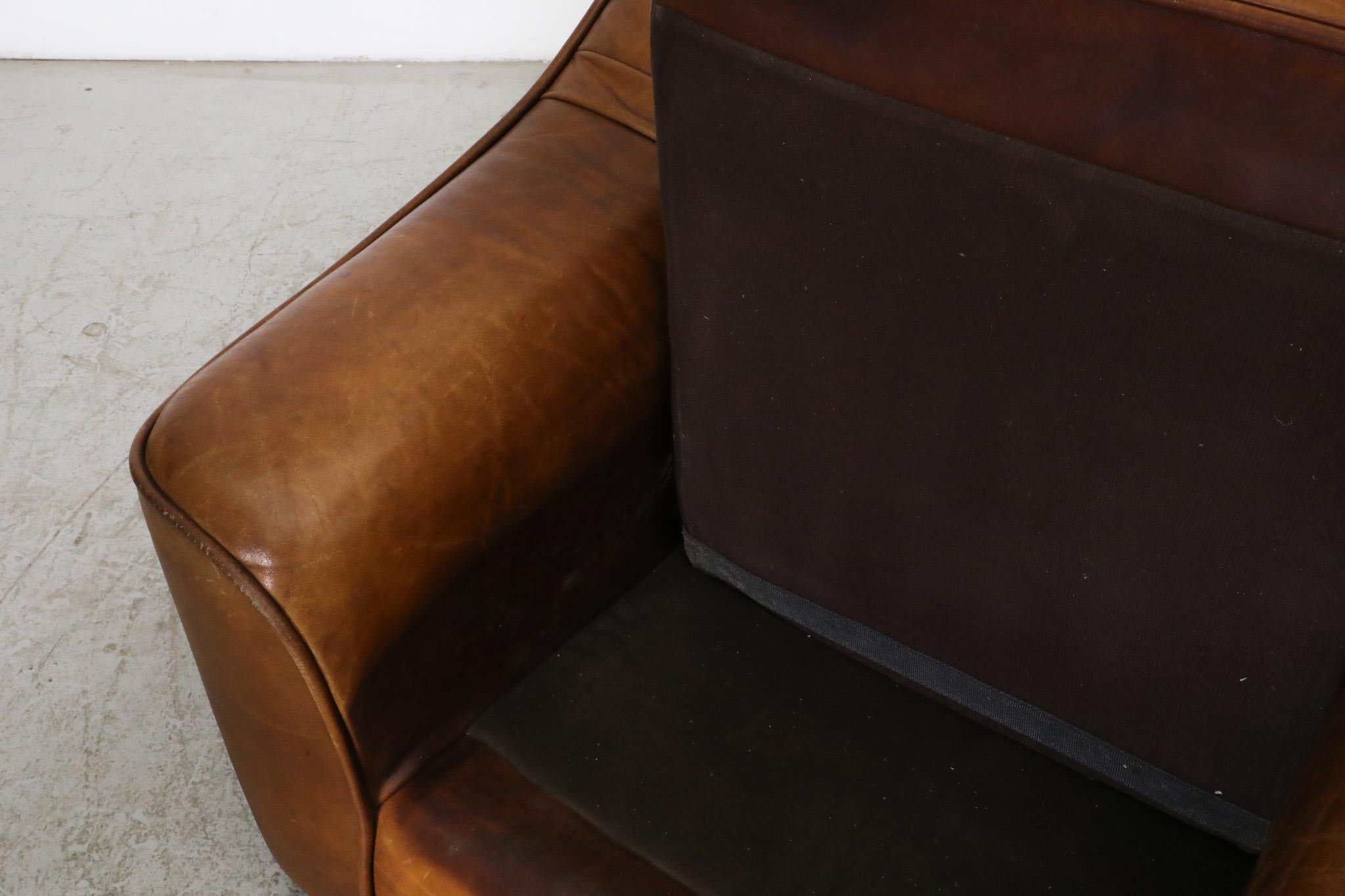 Mid-Century De Sede Style Leather Lounge Chair 12
