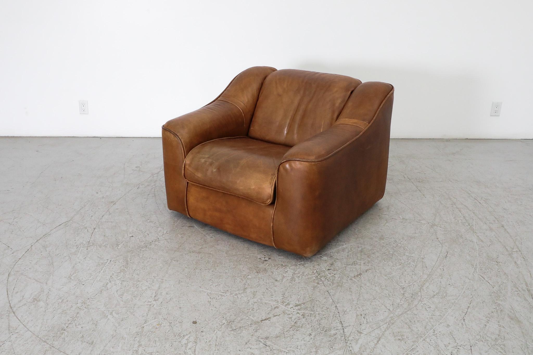 Mid-Century Modern Mid-Century De Sede Style Leather Lounge Chair
