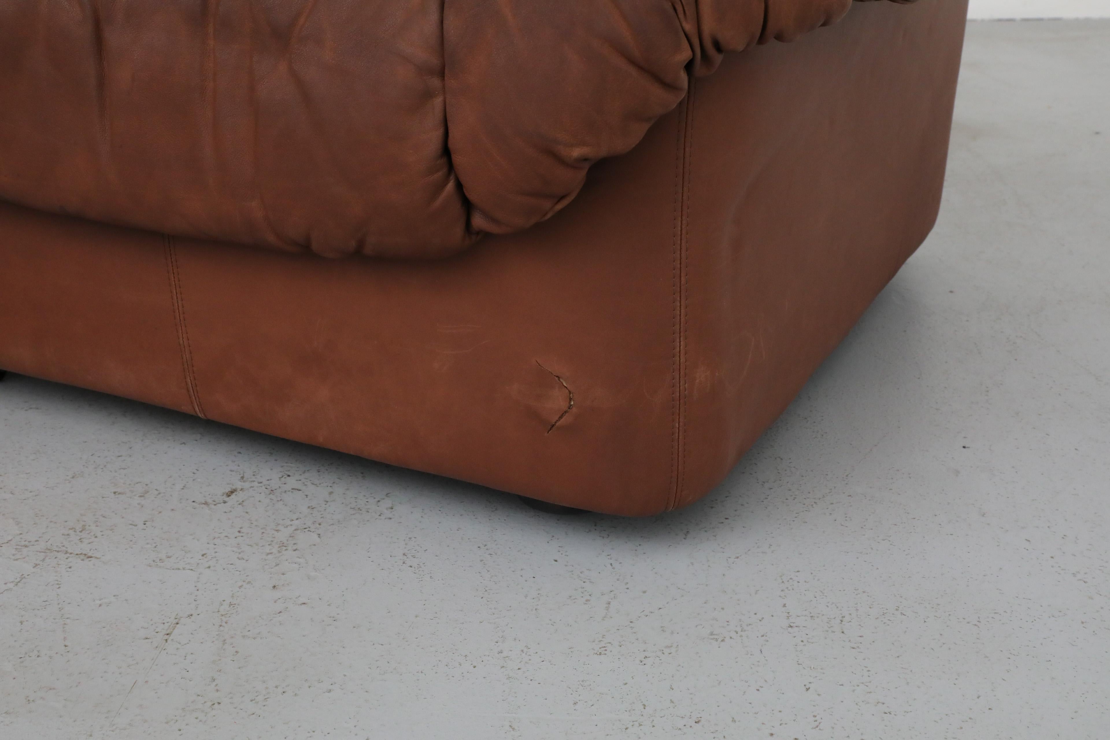 Mid-Century De Sede Style Tobacco Leather Lounge Chair 4