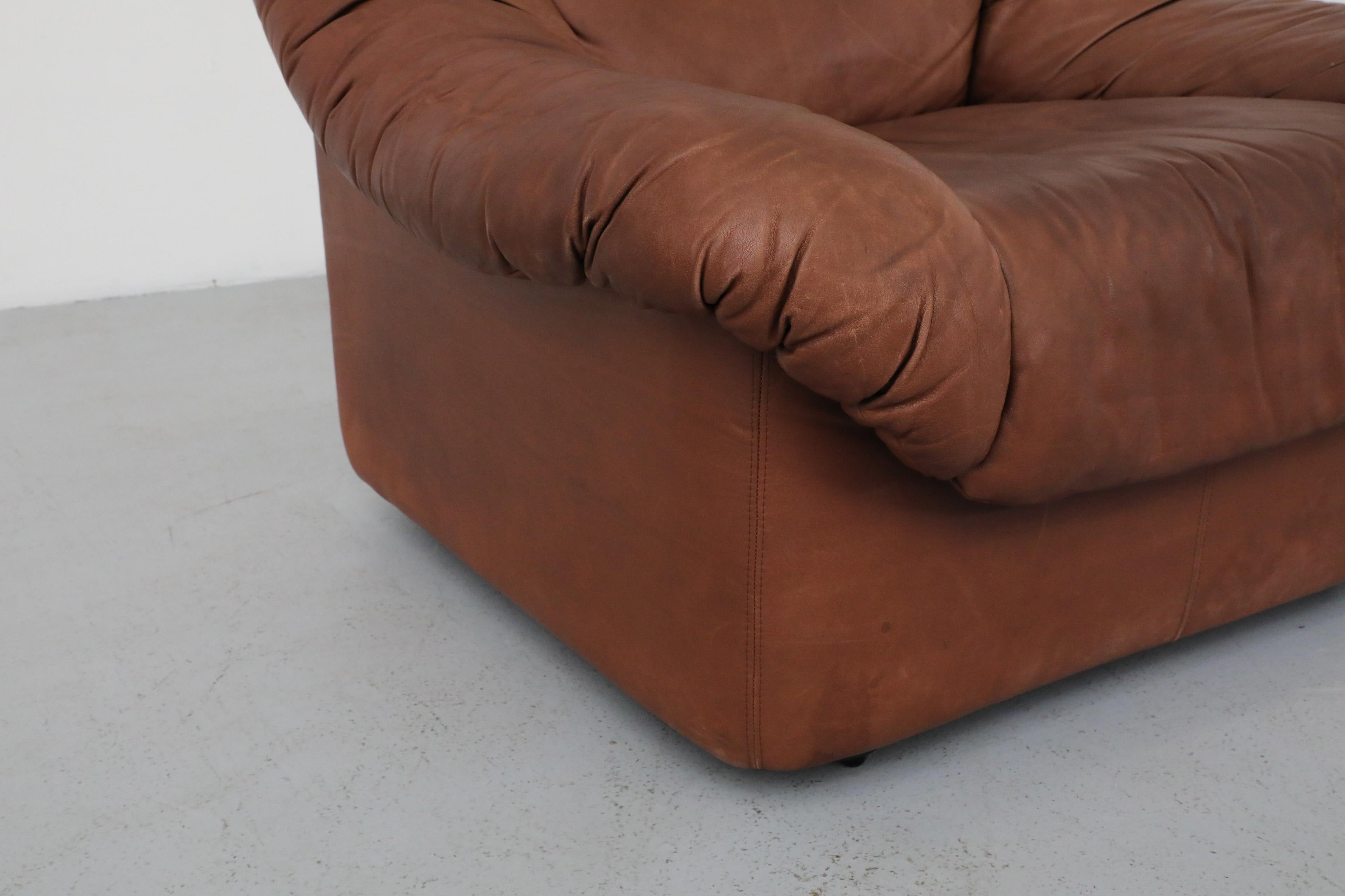 Mid-Century De Sede Style Tobacco Leather Lounge Chair 8