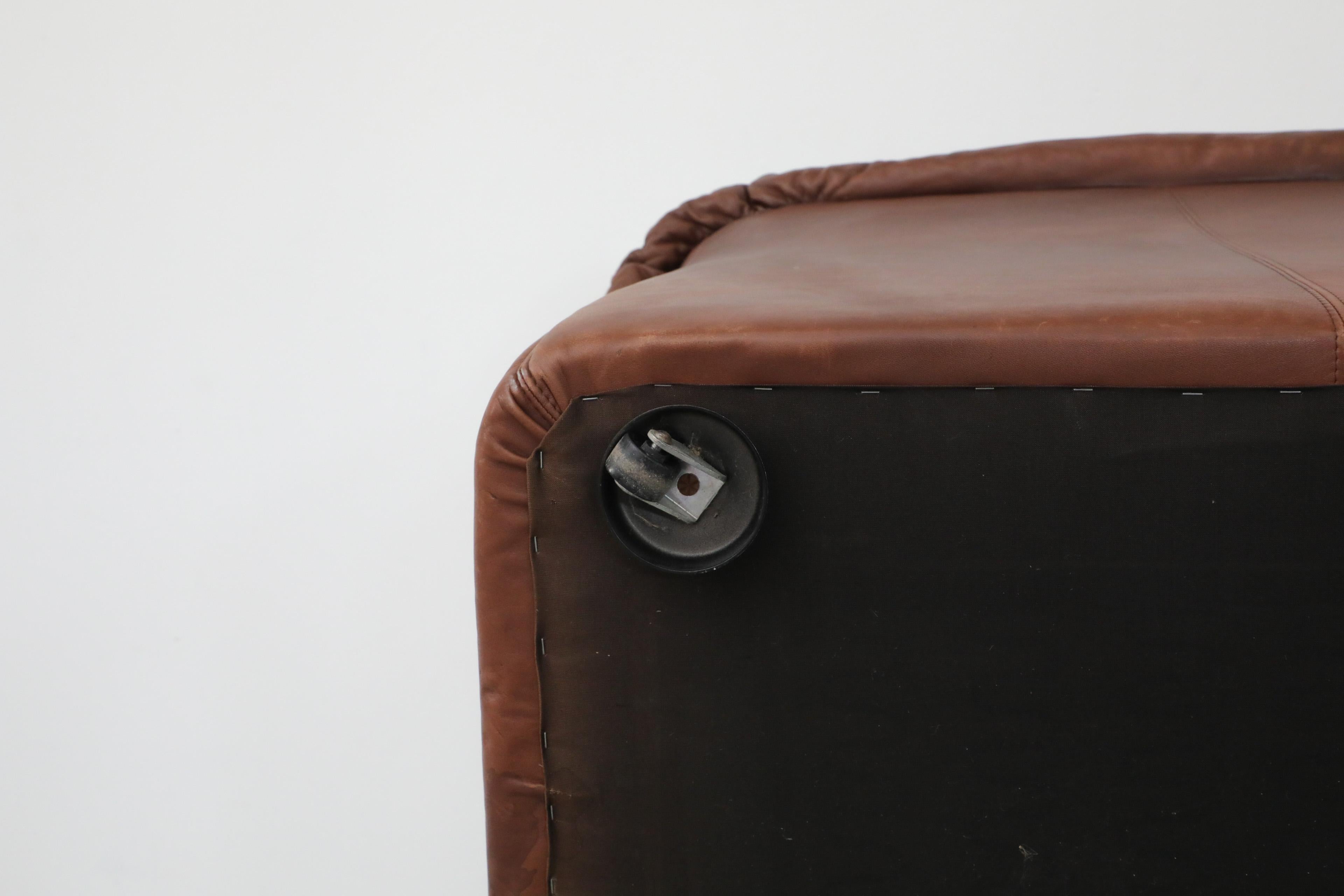 Mid-Century De Sede Style Tobacco Leather Lounge Chair 13