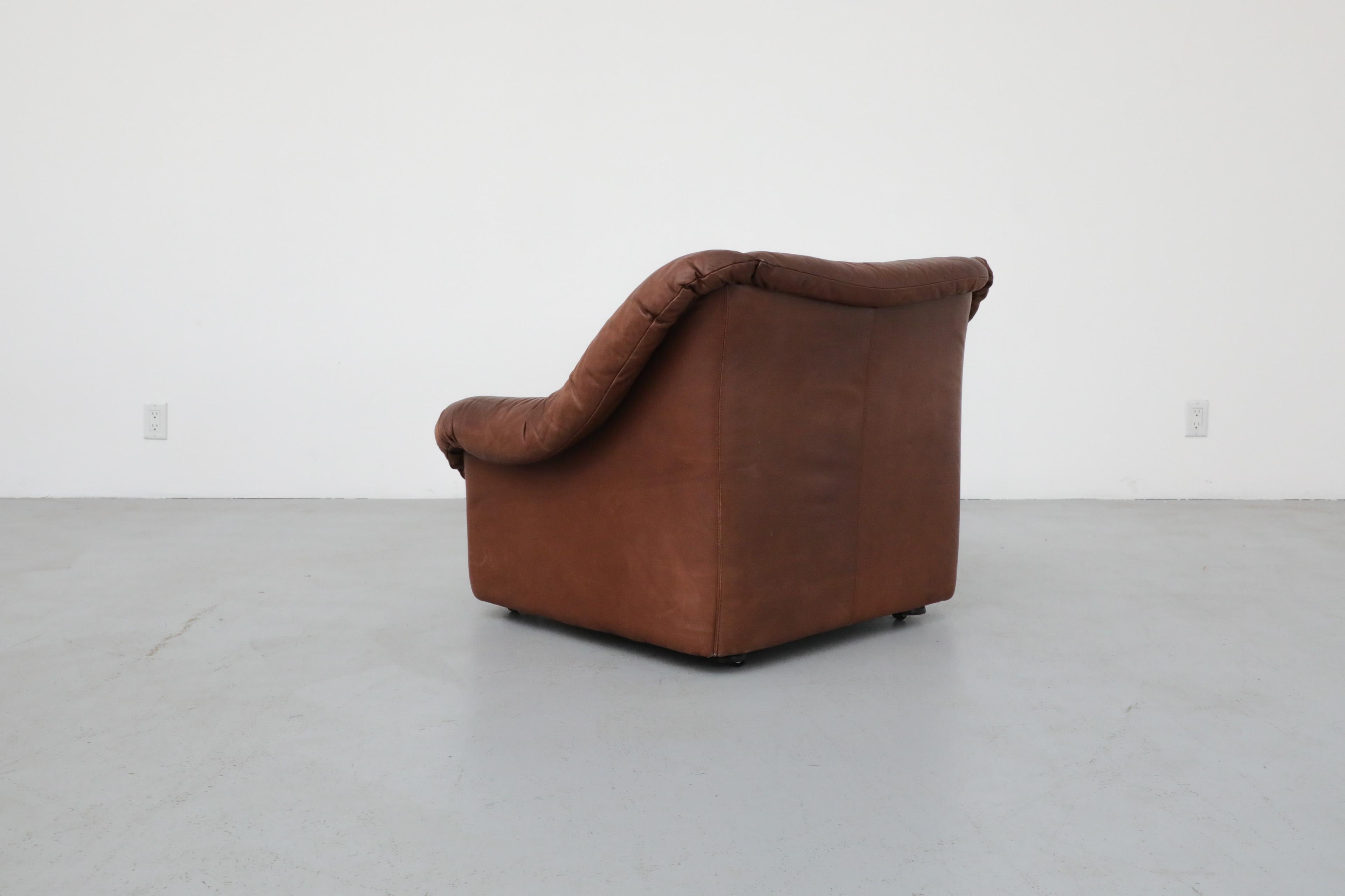 20th Century Mid-Century De Sede Style Tobacco Leather Lounge Chair