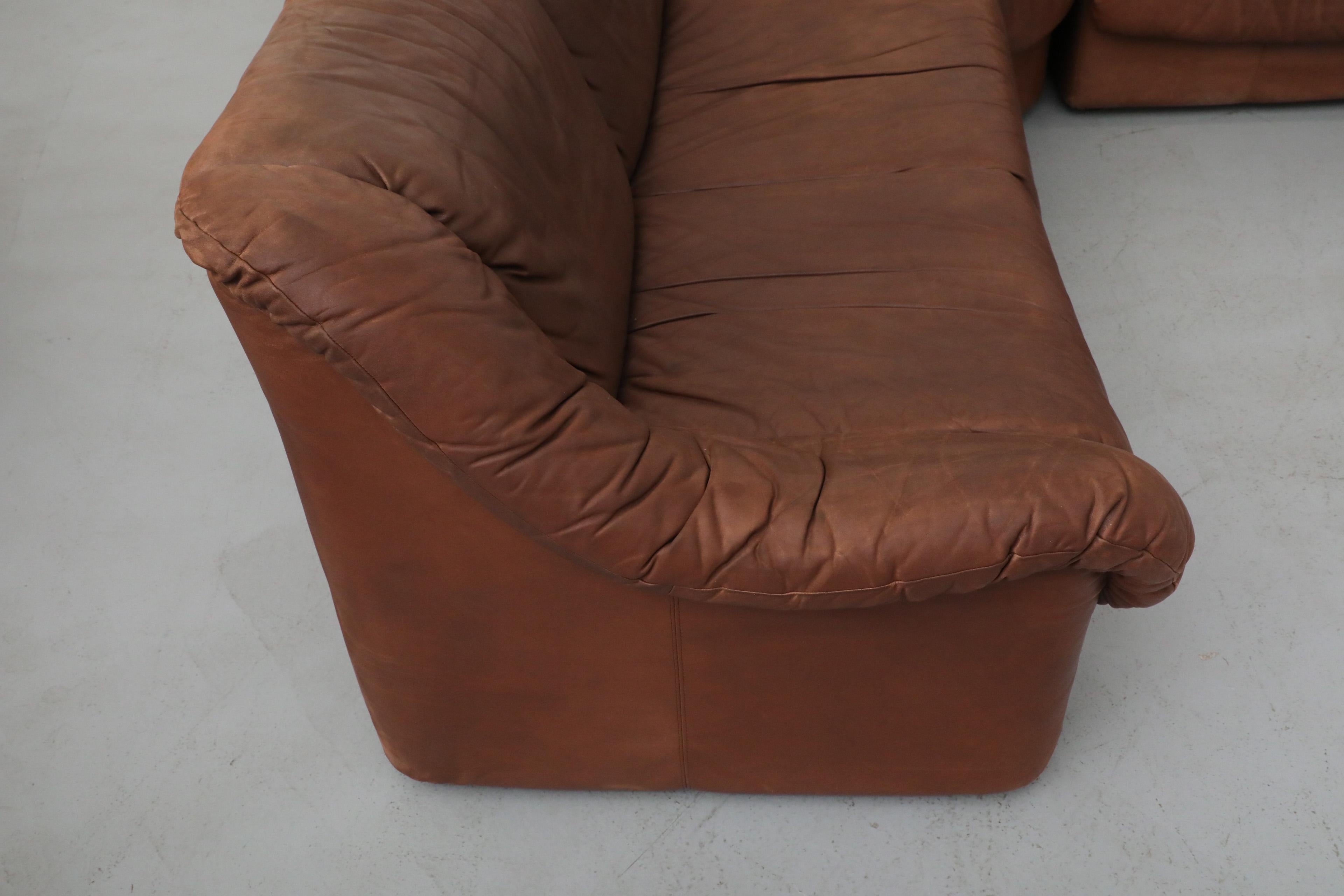 Canapé sectionnel modulaire de style De Sede du milieu du siècle 5 pièces en cuir pour fumeurs en vente 6